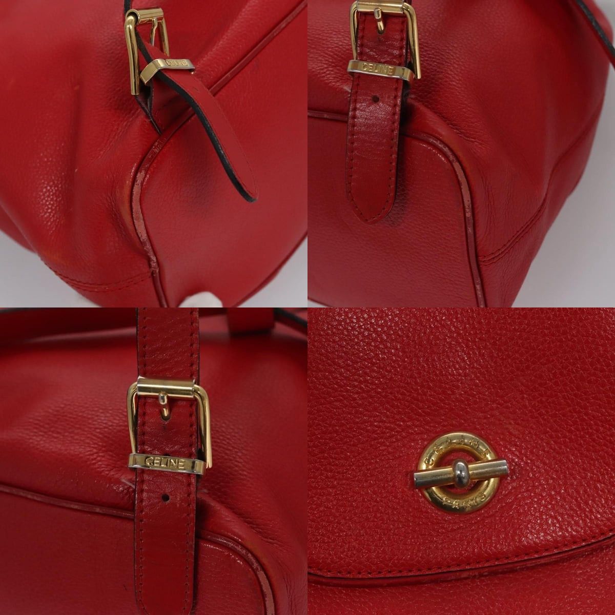 Celine CELINE Backpack Leather Red Gold Size ONE SIZE - 11 Thumbnail