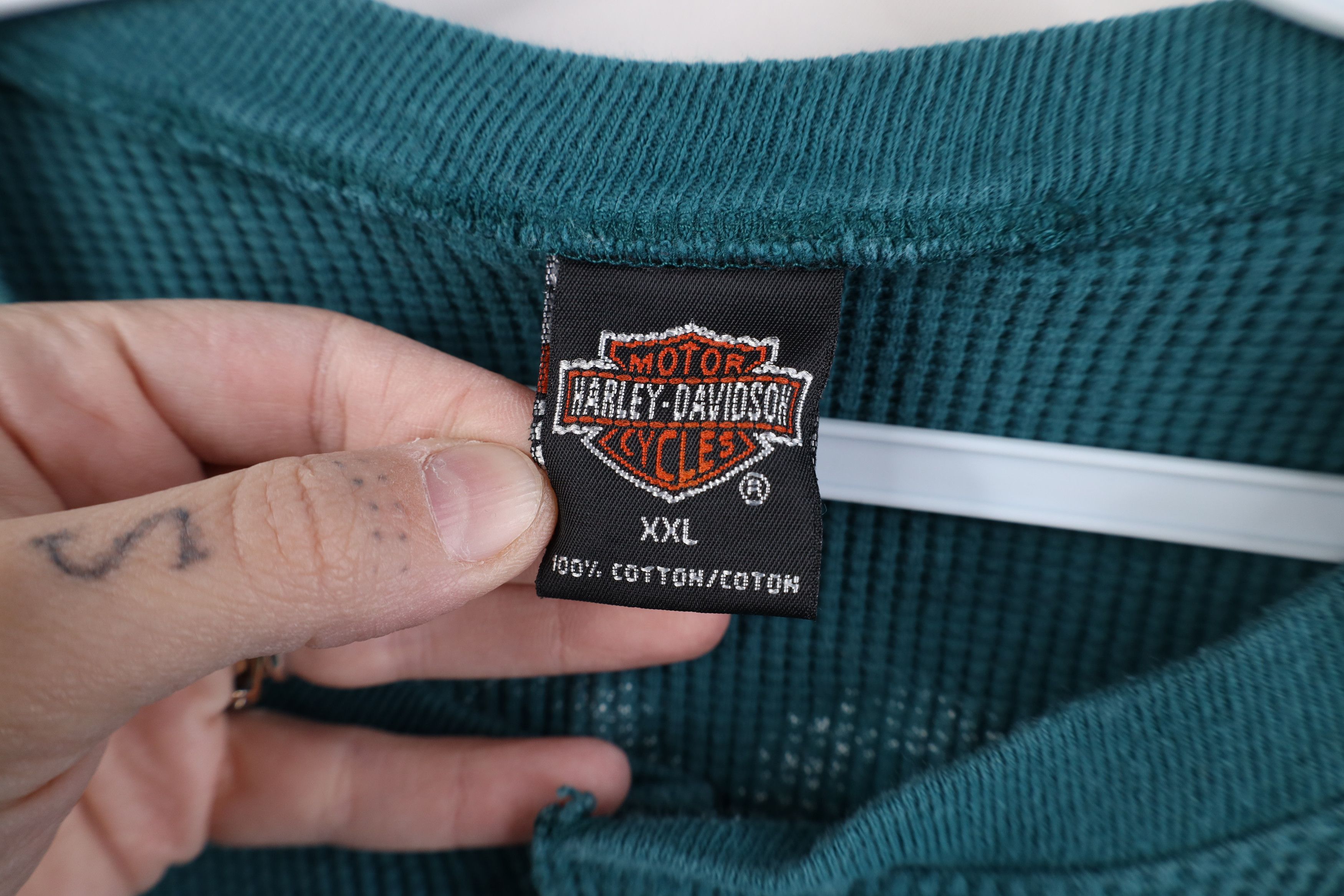 Harley Davidson Vintage 90s Harley Davidson Waffle Knit Henley T-Shirt USA Size US XXL / EU 58 / 5 - 8 Thumbnail