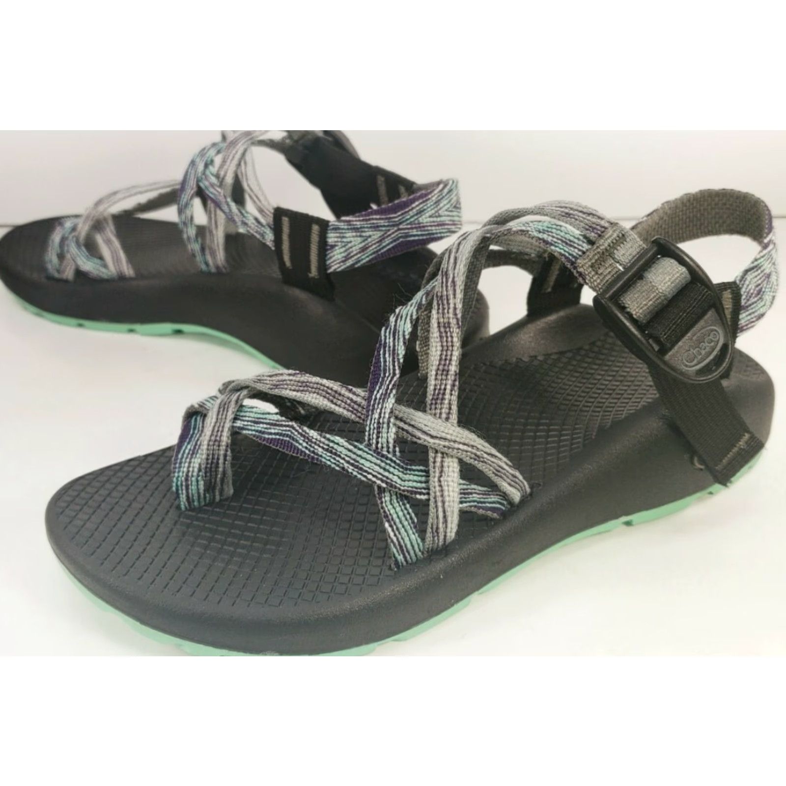 Chaco Chaco ZX2 Women's Sandal Strappy Gray Blue Purple 8 Vibram Sole Toe Loop Size US 8 / IT 38 - 5 Thumbnail