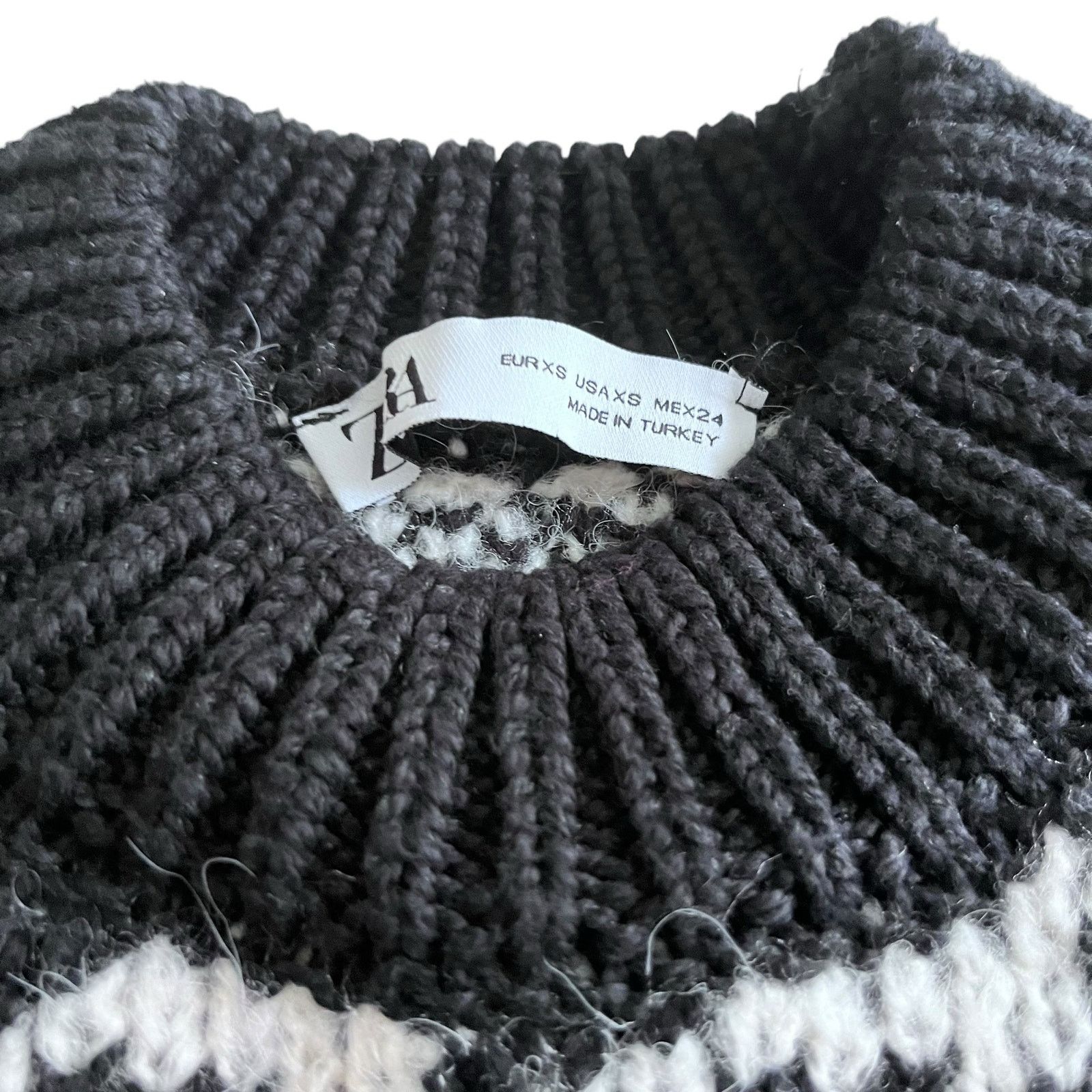 Zara Zara Black White Houndstooth Knit Crewneck Pullover Sweater Size XS / US 0-2 / IT 36-38 - 5 Thumbnail
