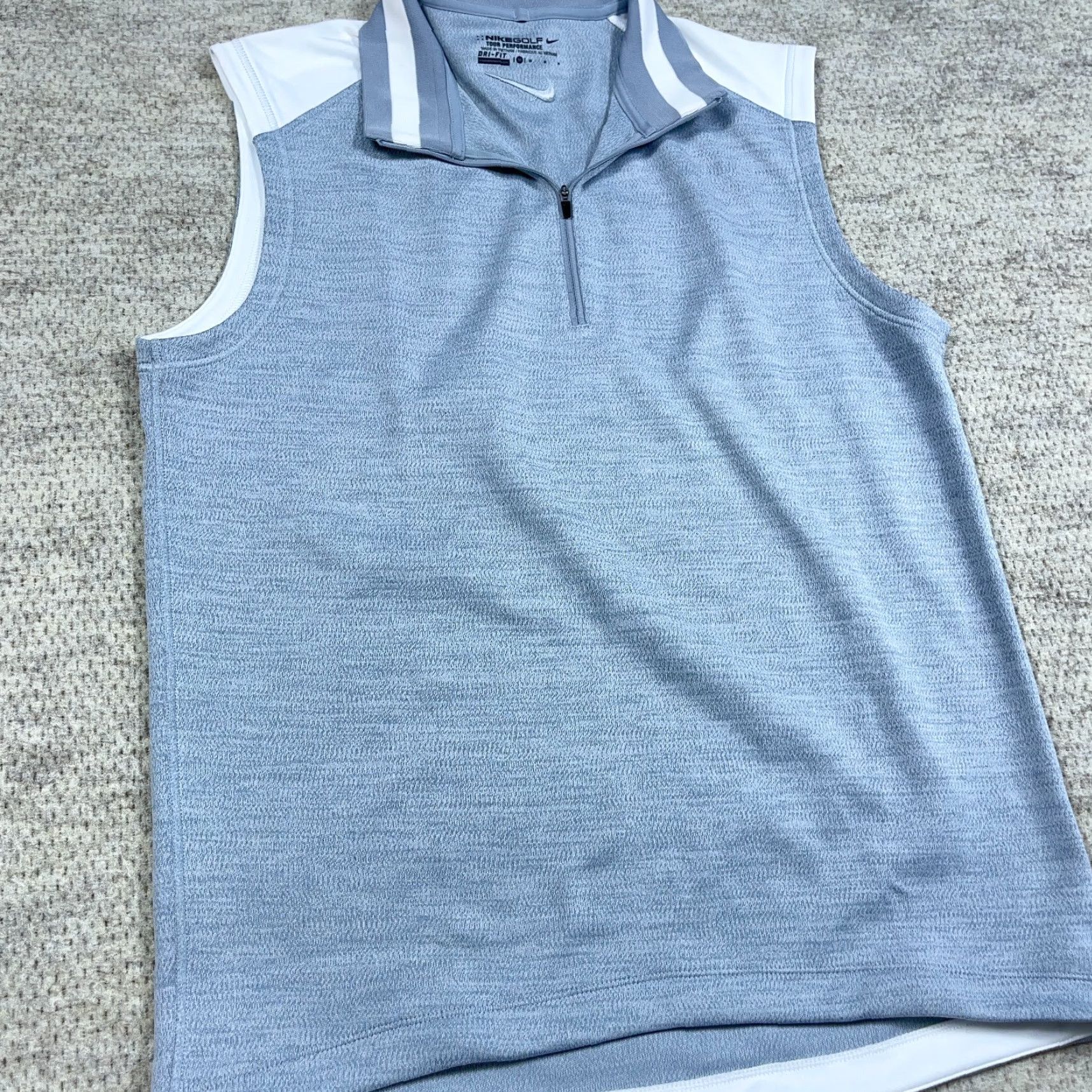 Nike Nike Golf Vest Sweater Men M Gray 1/4 Zip Mock Neck Breathable Performance Dri-FIT All Seasons Logo Embroidered Zip Nike Mens Vest Golf Sweater Size US M / EU 48-50 / 2 - 4 Thumbnail