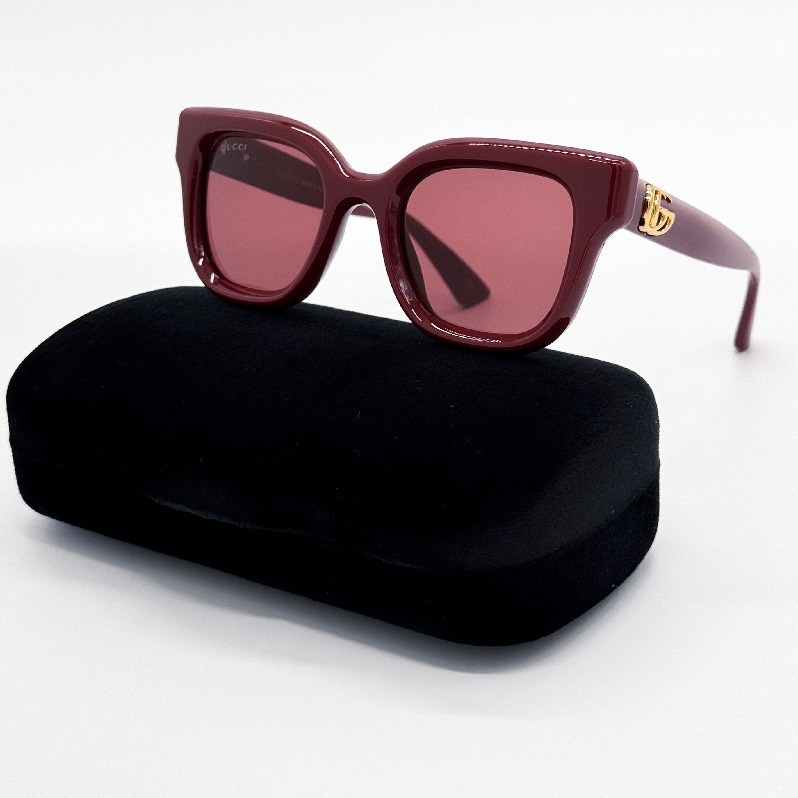 Gucci NEW GUCCI GG1828S 003 WOMEN SHINY SOLID BURGUNDY SUNGLASSES Size ONE SIZE - 1 Thumbnail