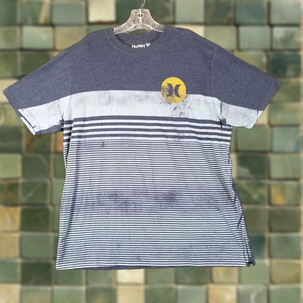 Hurley Hurley T-Shirt Mens Blue Striped Short Sleeve Size XL Size US XL / EU 56 / 4 - 1 Thumbnail