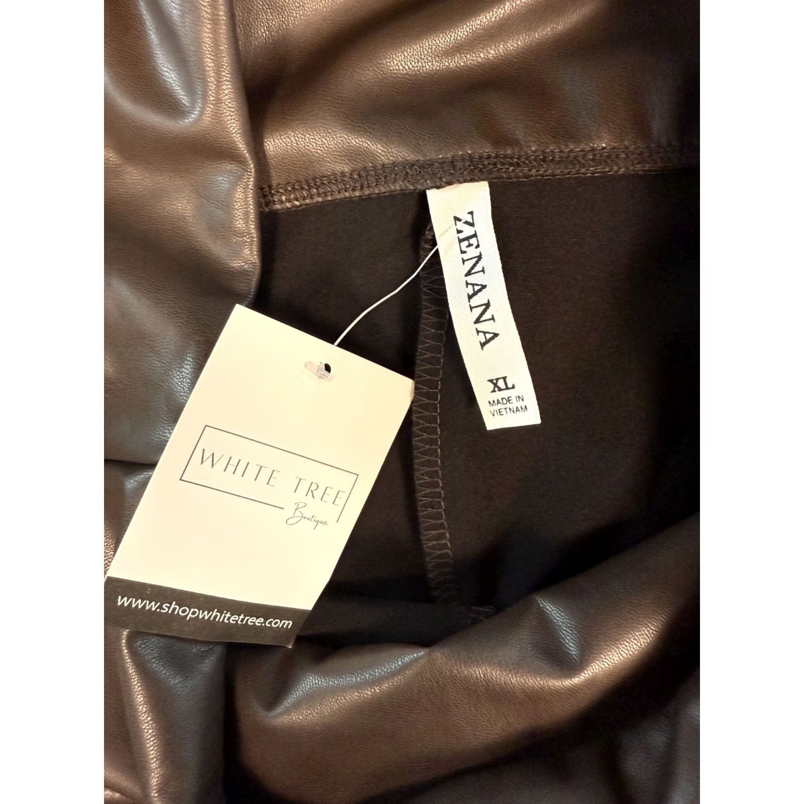 Vintage Zenana High Waist Faux Leather Leggings Pants XL Brown NWT D258 Womens Size 40" / US 18 - 6 Thumbnail