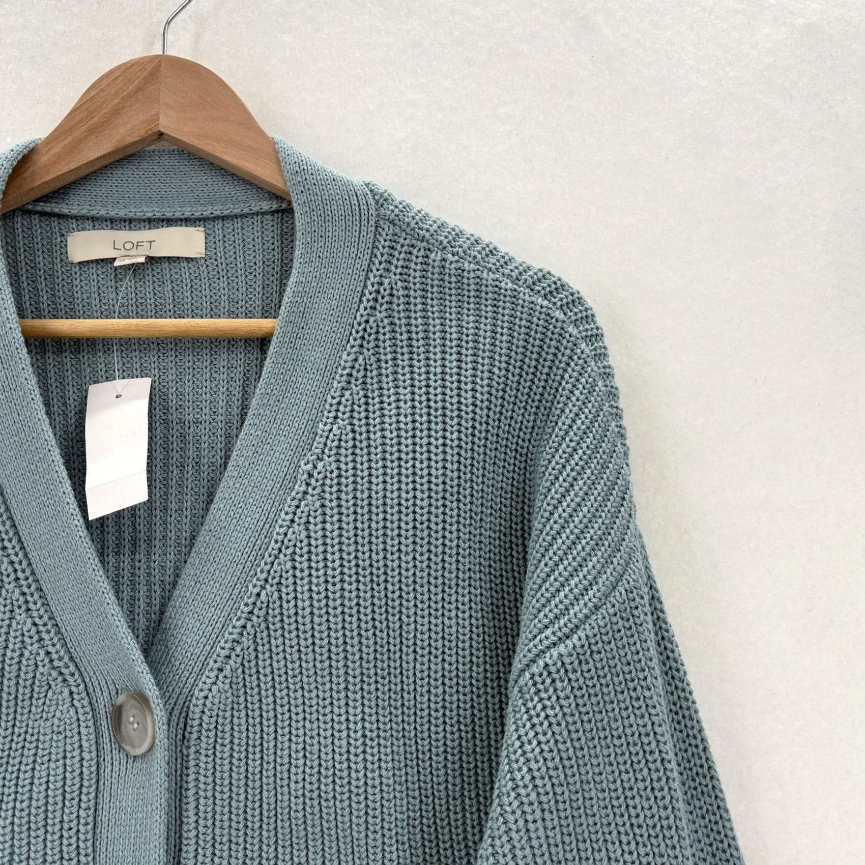 Loft VINTAGE LOFT Cardigan Sweater Womens XS Blue 100% Cotton Button Front Knit NWT Size XS / US 0-2 / IT 36-38 - 2 Thumbnail