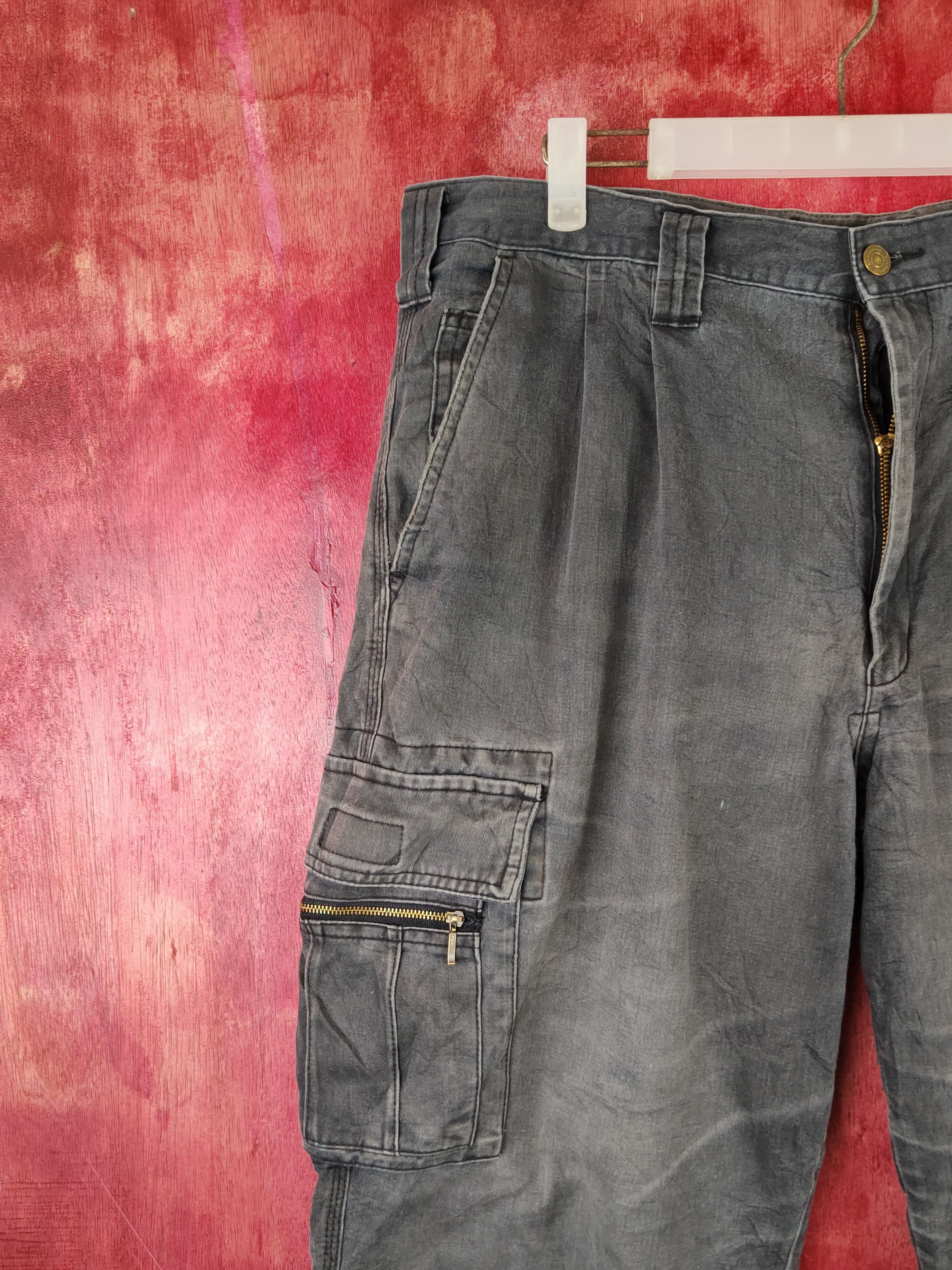 Grancisco Dark Blue Faded Multipocket Cargo Pants #S1441