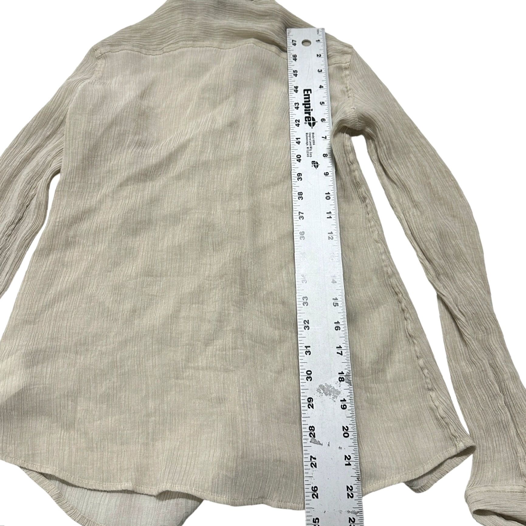 Express VINTAGE Express Blouse Women S Beige Button Up Lightweight Office Career Size S / US 4 / IT 40 - 4 Thumbnail