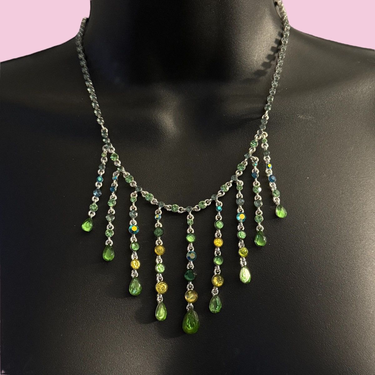 Other Silver tone multicolor rhinestone fringe necklace/earrings Size ONE SIZE - 1 Thumbnail