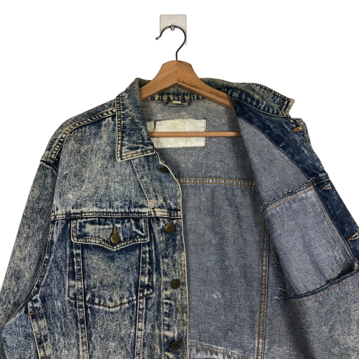 Japanese Brand 🔥CROPPED ACID WASH BIKER JACKET DENIM TEAM LISCH JAPAN Size US M / EU 48-50 / 2 - 14 Thumbnail