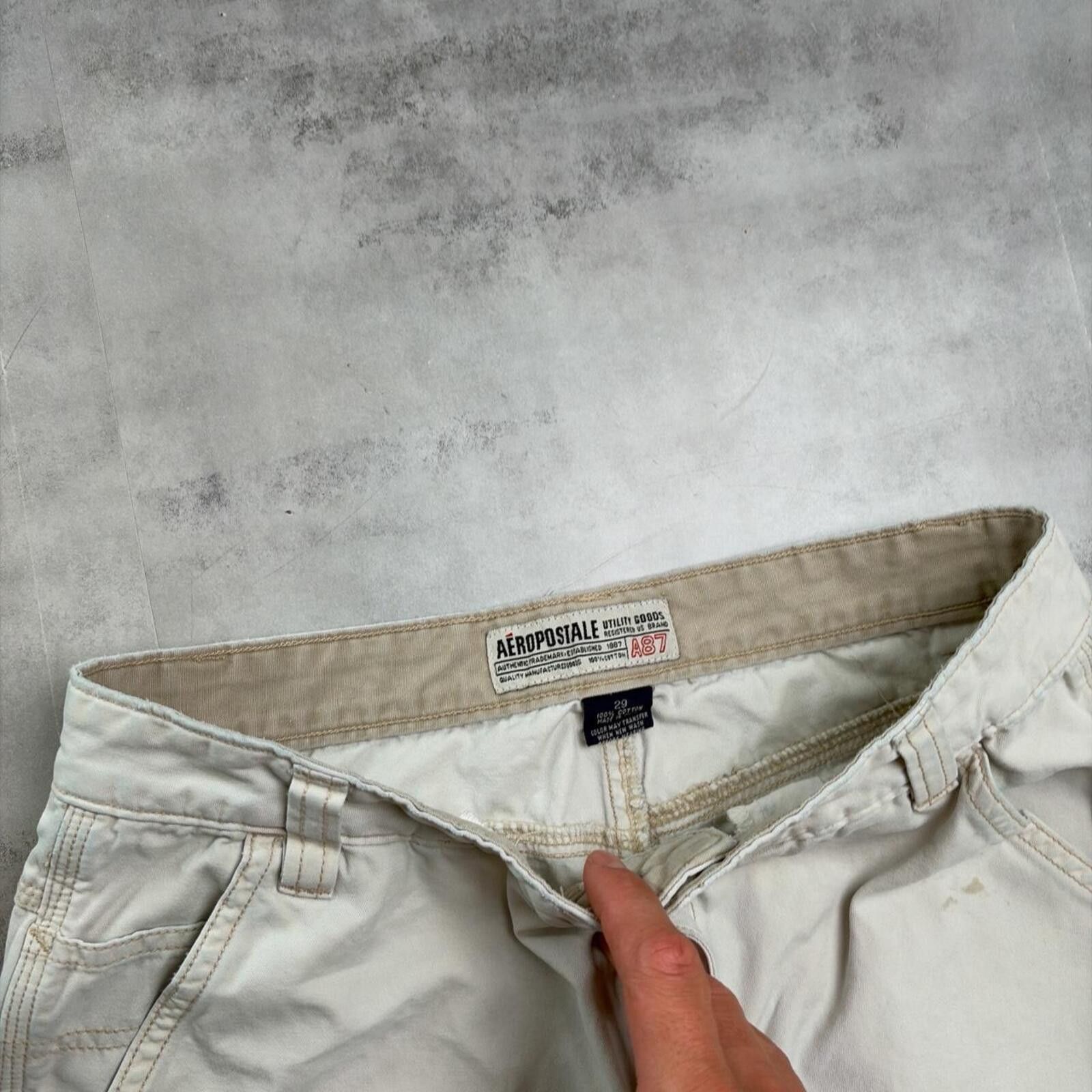 Aeropostale Y2K Beige Aeropostale Grunge Baggy Carpenter Shorts Size 29" - 5 Thumbnail