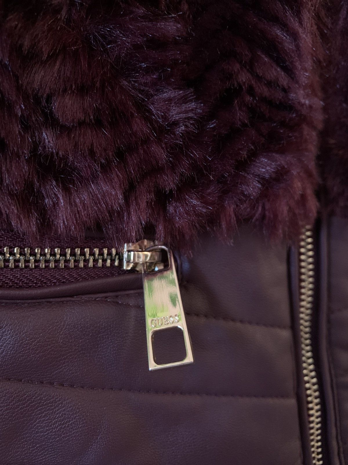 Beauty Beast × Guess × Hysteric Glamour Guess Y2K Faux Fur Vest Jacket Burgundy Size M / US 6-8 / IT 42-44 - 3 Thumbnail