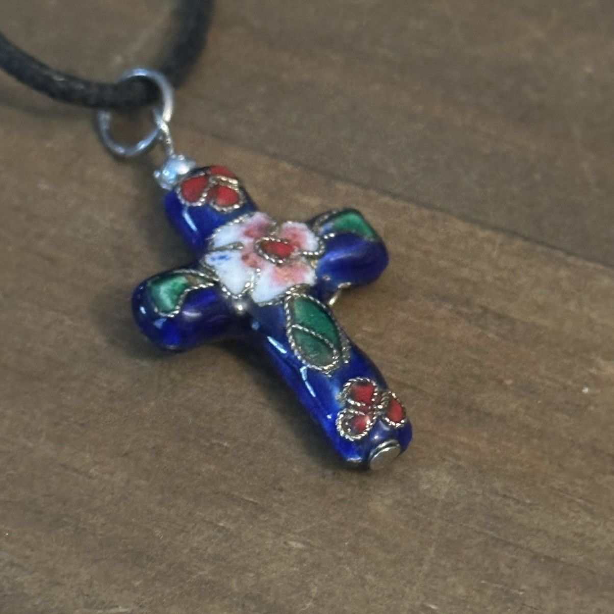 Other Cloisonné cross pendant cord necklace Size ONE SIZE - 4 Thumbnail
