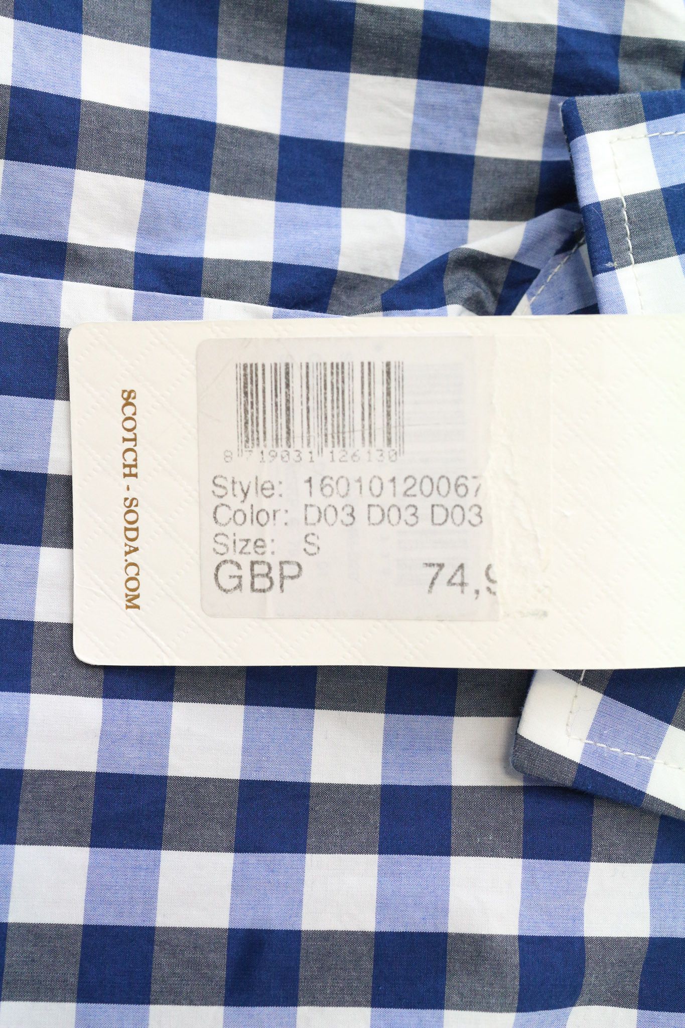 Scotch & Soda S Blue Gingham Cotton Button Shirt 75021 Size US S / EU 44-46 / 1 - 5 Thumbnail