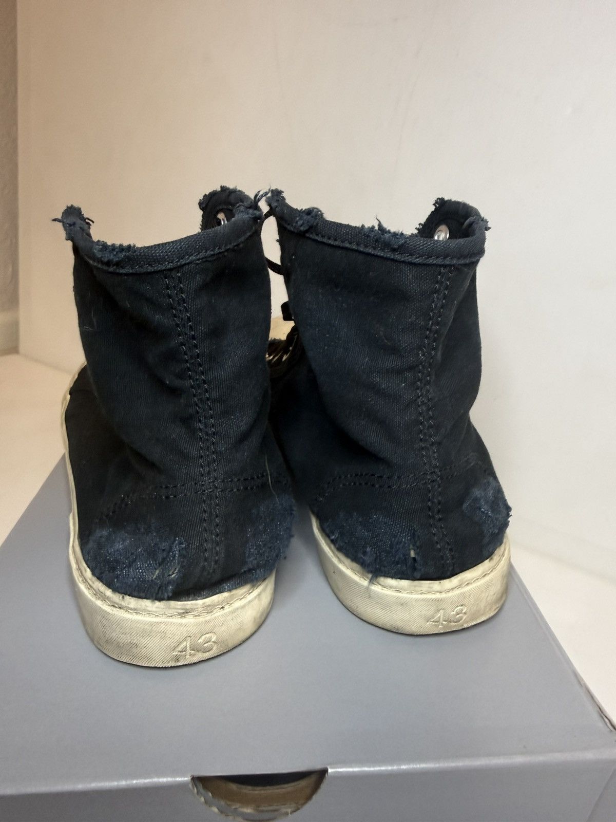 Balenciaga Balenciaga Paris High Top Sneakers Black Distressed Canvas Size US 10.5 / EU 43-44 - 5 Thumbnail