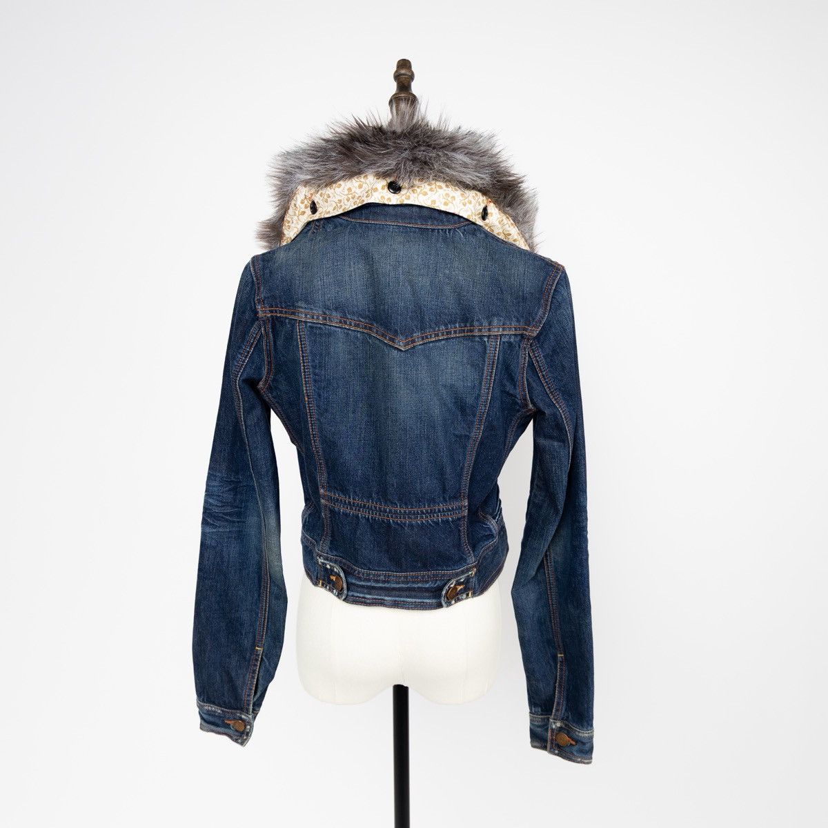 Abercrombie & Fitch Abercrombie Ezra Fitch Denim Jacket Faux Fur Collar Cropped Size M / US 6-8 / IT 42-44 - 5 Thumbnail