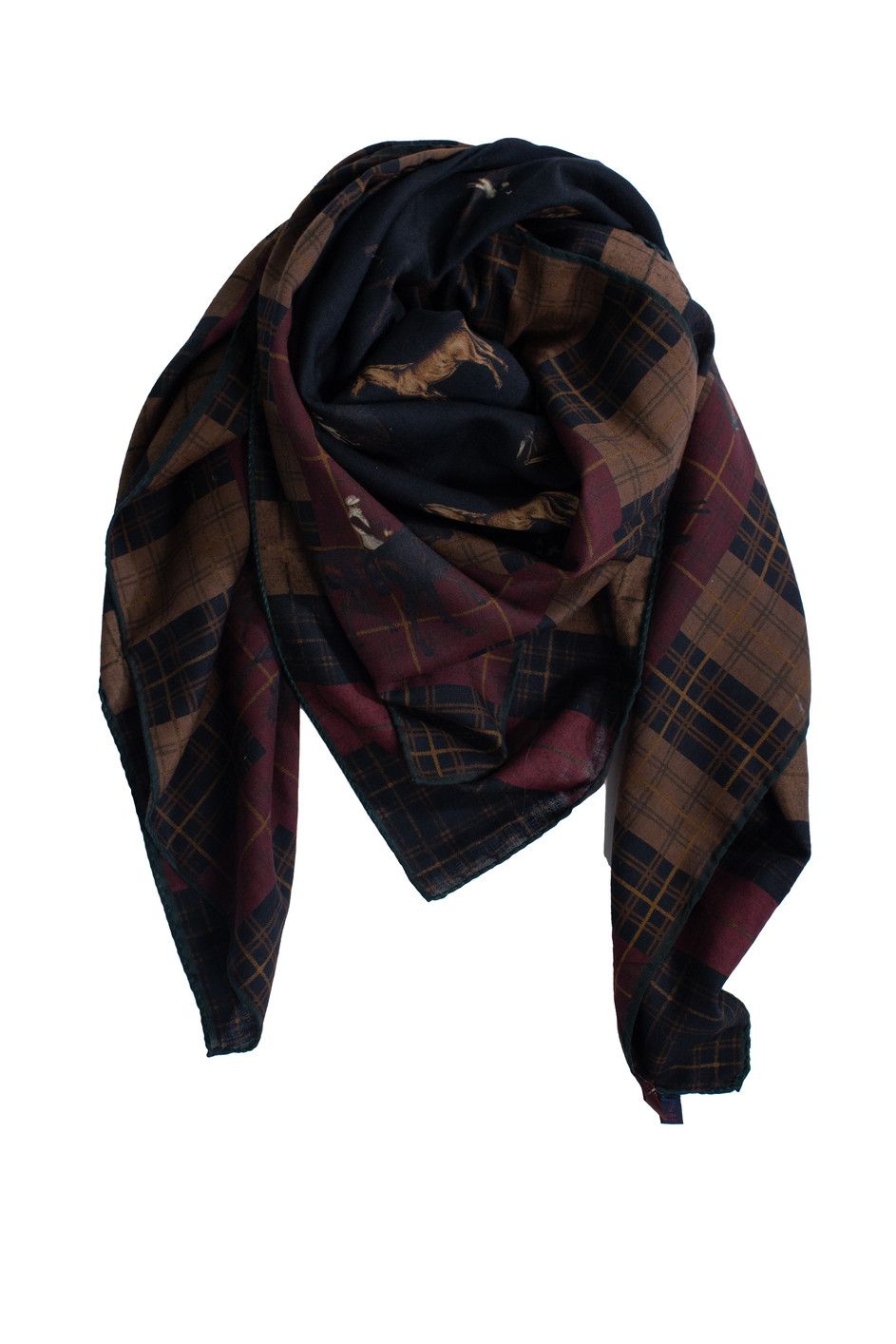 Other Pauw, checkered scarf with horse print Size ONE SIZE - 6 Thumbnail