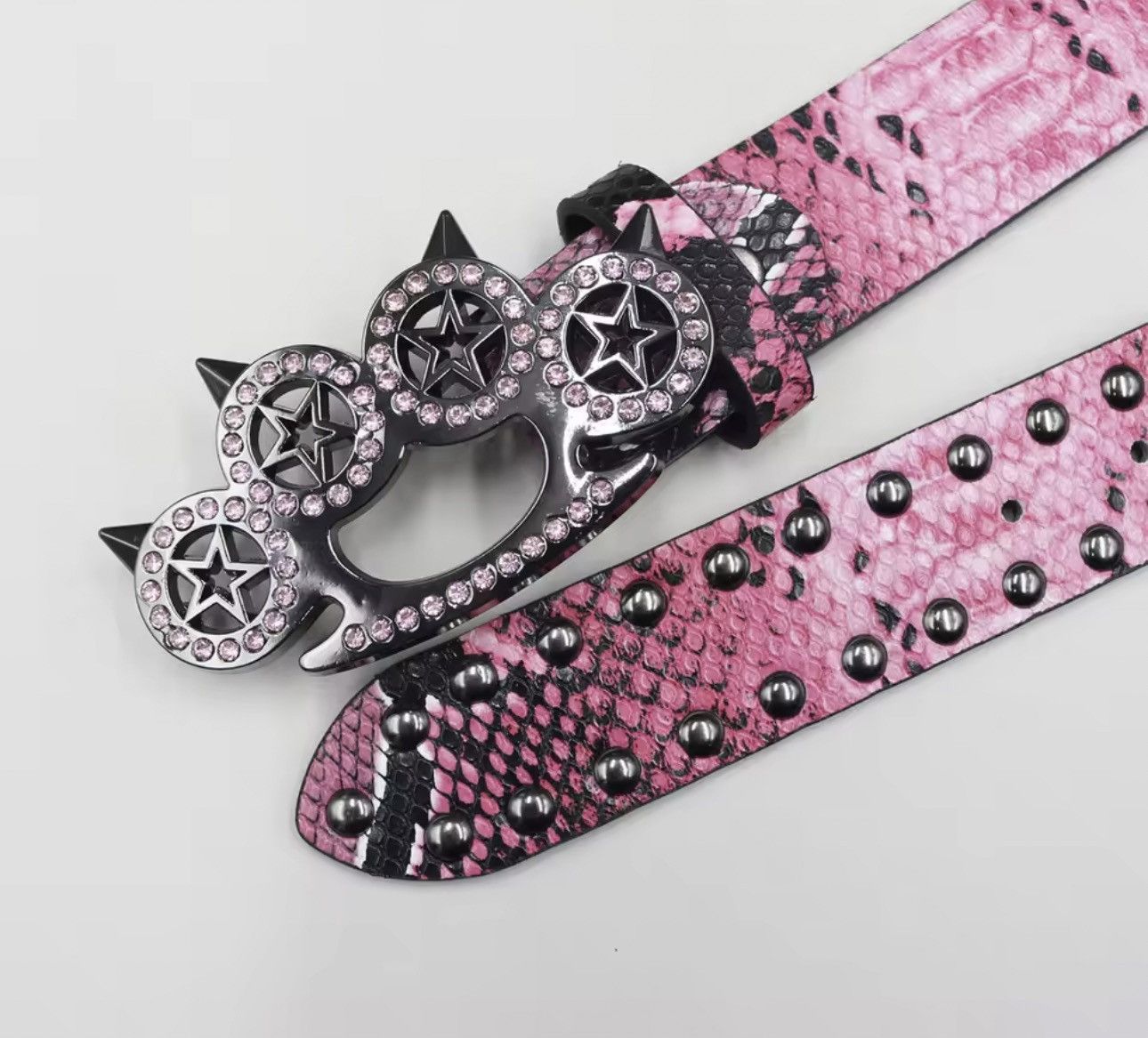 Japanese Brand 125 cm RARE Y2K Hot Snakeskin Studded PU Leather Belt Size ONE SIZE - 3 Thumbnail