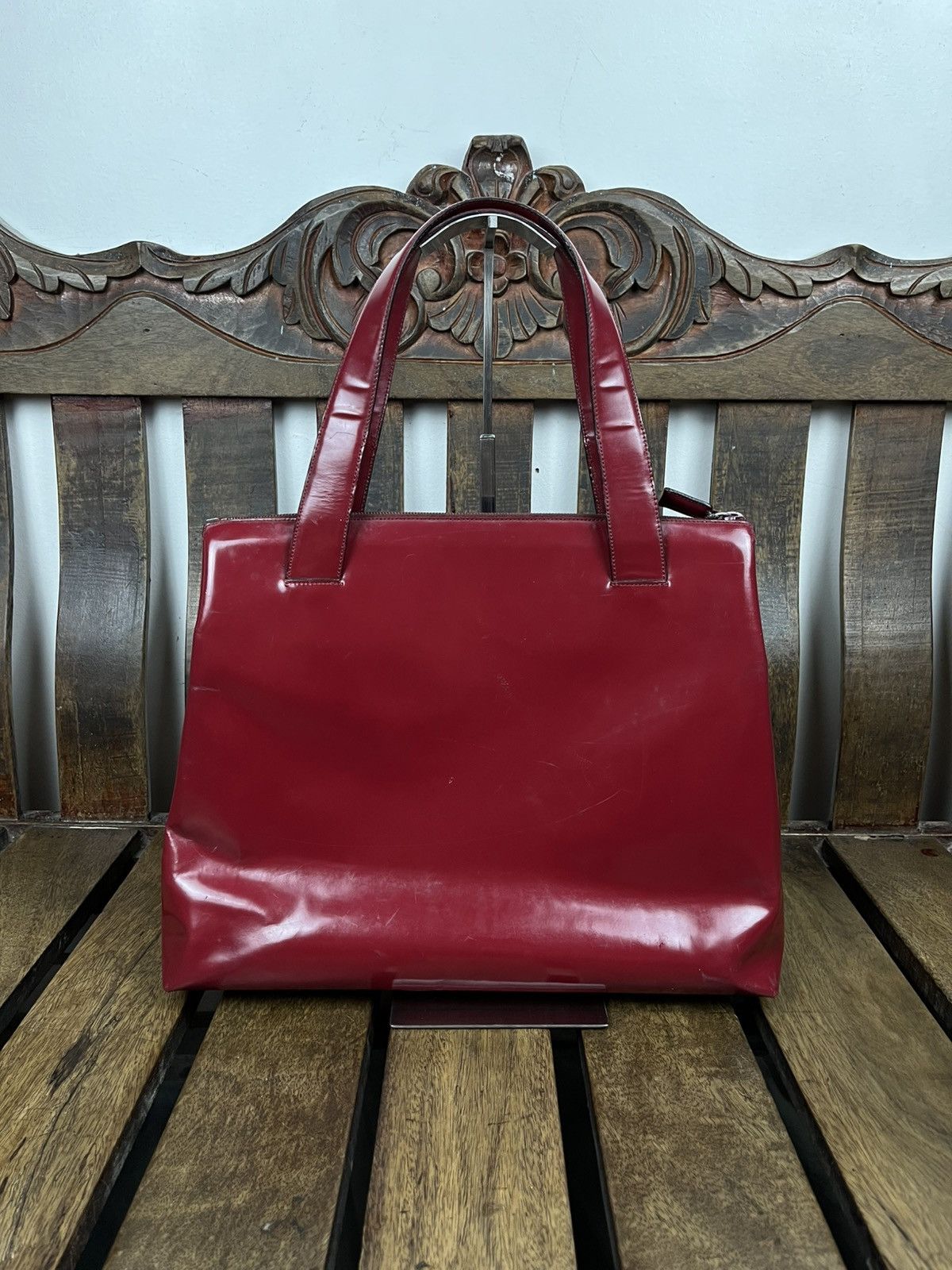 Prada Prada Fall/Winter 1998 Burgundy Patent top handle bag Size ONE SIZE - 16 Thumbnail