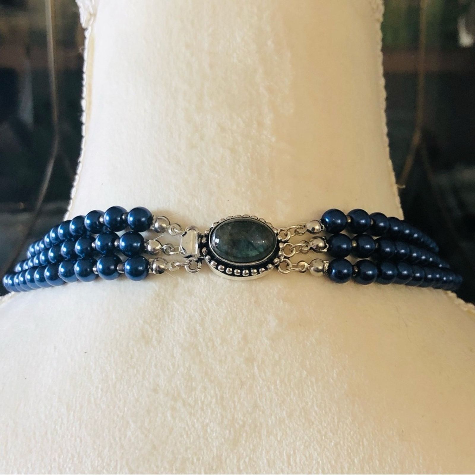 Handmade Handcrafted filigree cameo Pearl genuine labradorite necklac Size ONE SIZE - 10 Thumbnail