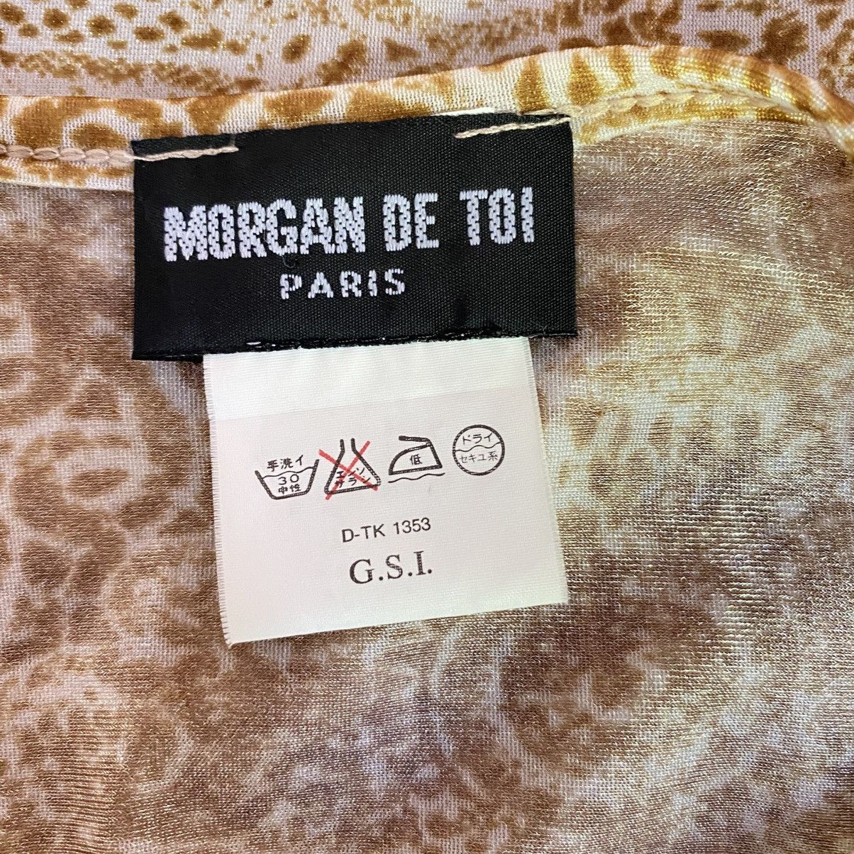 Morgan De Toi MORGAN DE TOI Y2K Beige Lace-Print V-Neck Tee Mesh Size S / US 4 / IT 40 - 9 Thumbnail