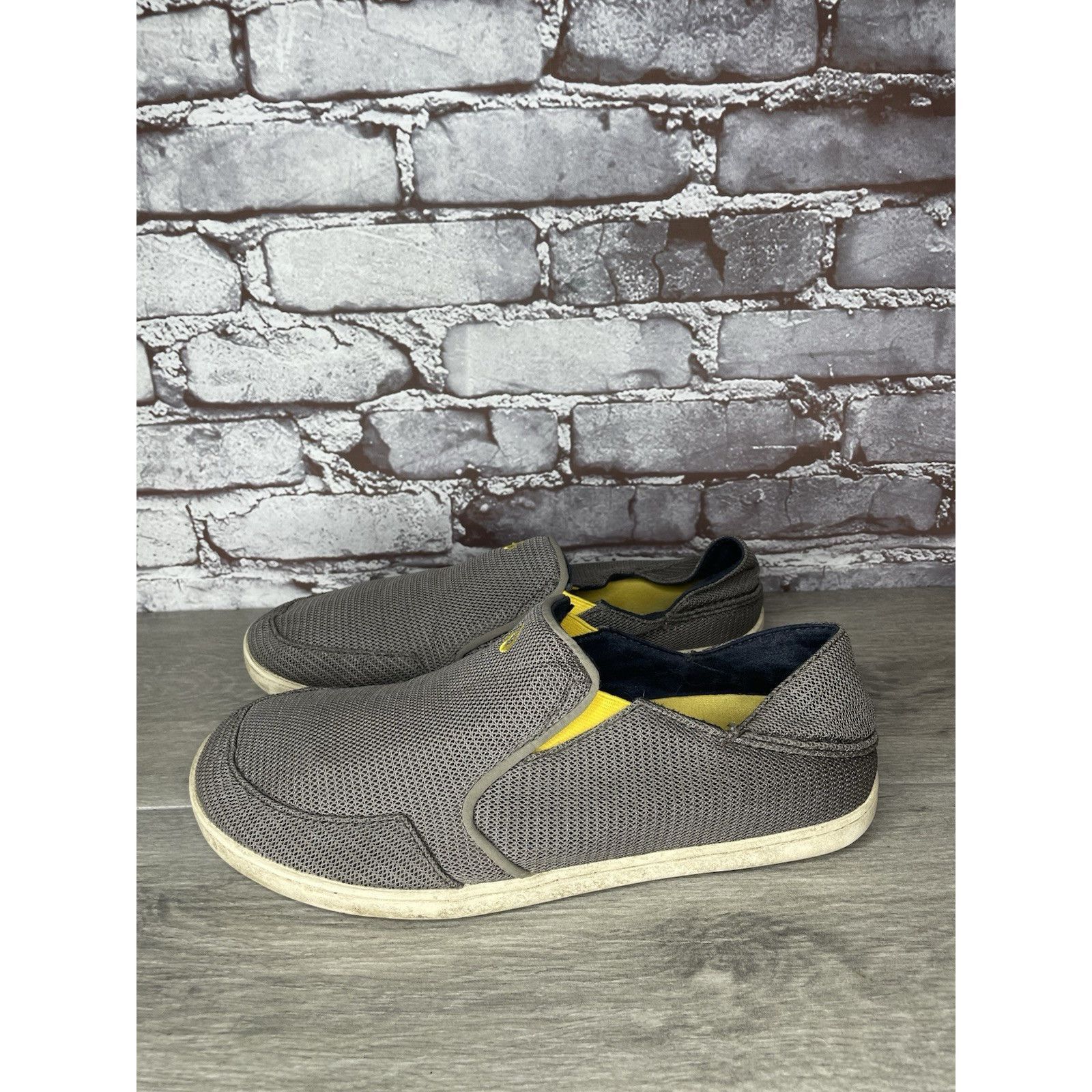 Olukai Olukai Nohea Mesh Comfort Gray Yellow Slip Casual On Shoes M Size US 10.5 / EU 43-44 - 1 Thumbnail