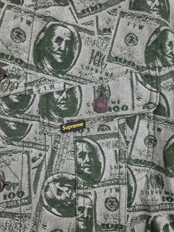 Supreme Supreme Men's Green 100 Dollar Bill Denim Trucker Jacket XL Size US XL / EU 56 / 4 - 3 Thumbnail