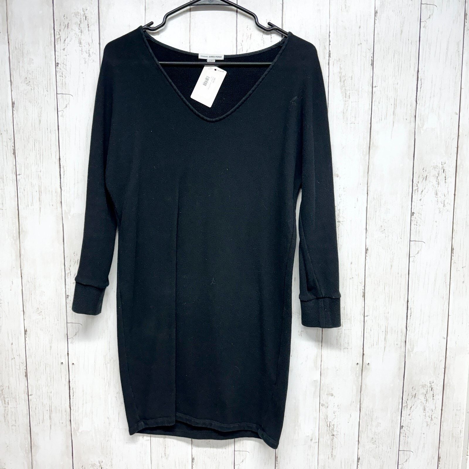 James Perse James Perse Dress 1 Long Sleeve V Neck Black Classic Jersey Size XS / US 0-2 / IT 36-38 - 1 Thumbnail