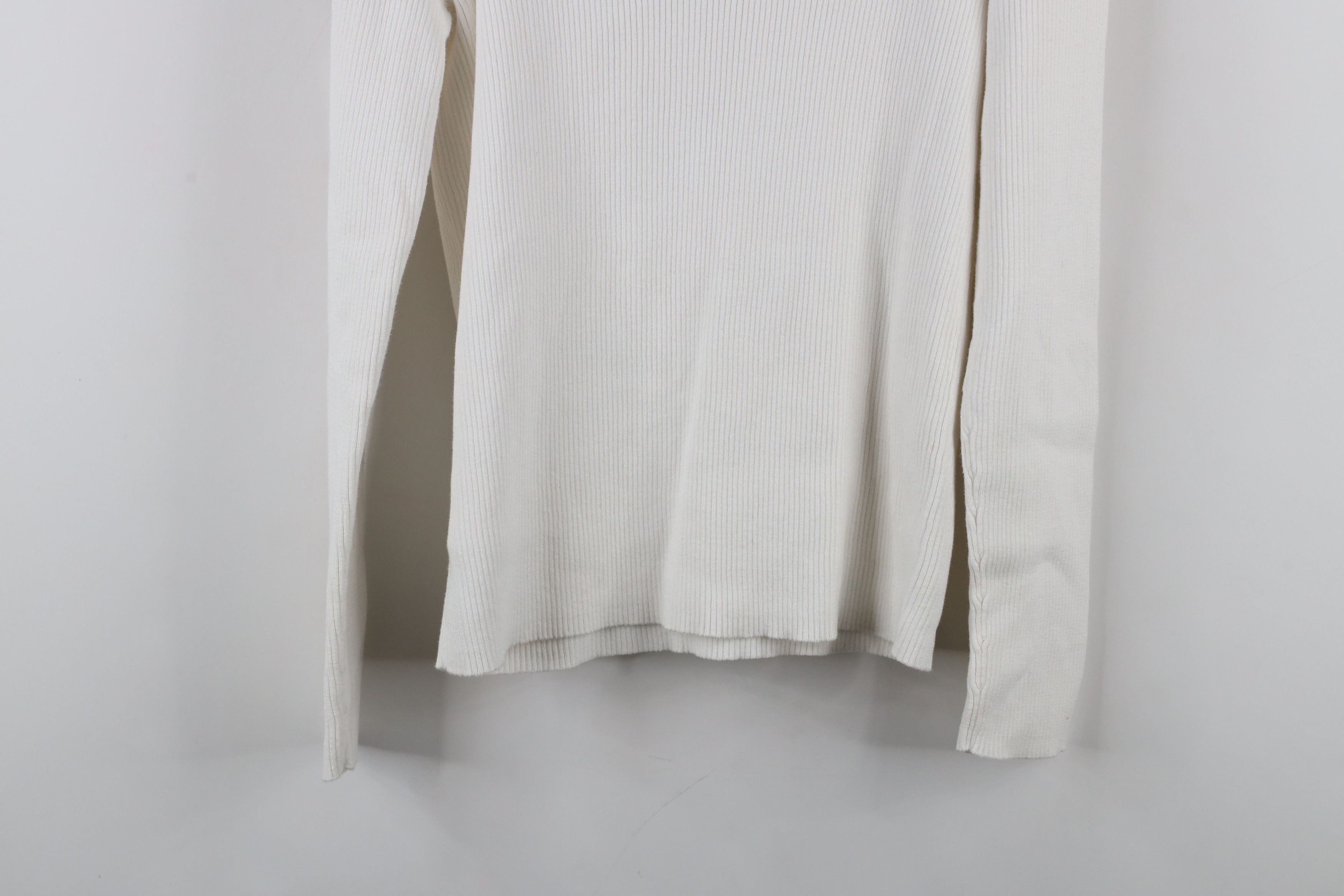 Ralph Lauren × Vintage Vintage 90s Ralph Lauren Ribbed Turtleneck Sweater White Size L / US 10 / IT 46 - 11 Thumbnail