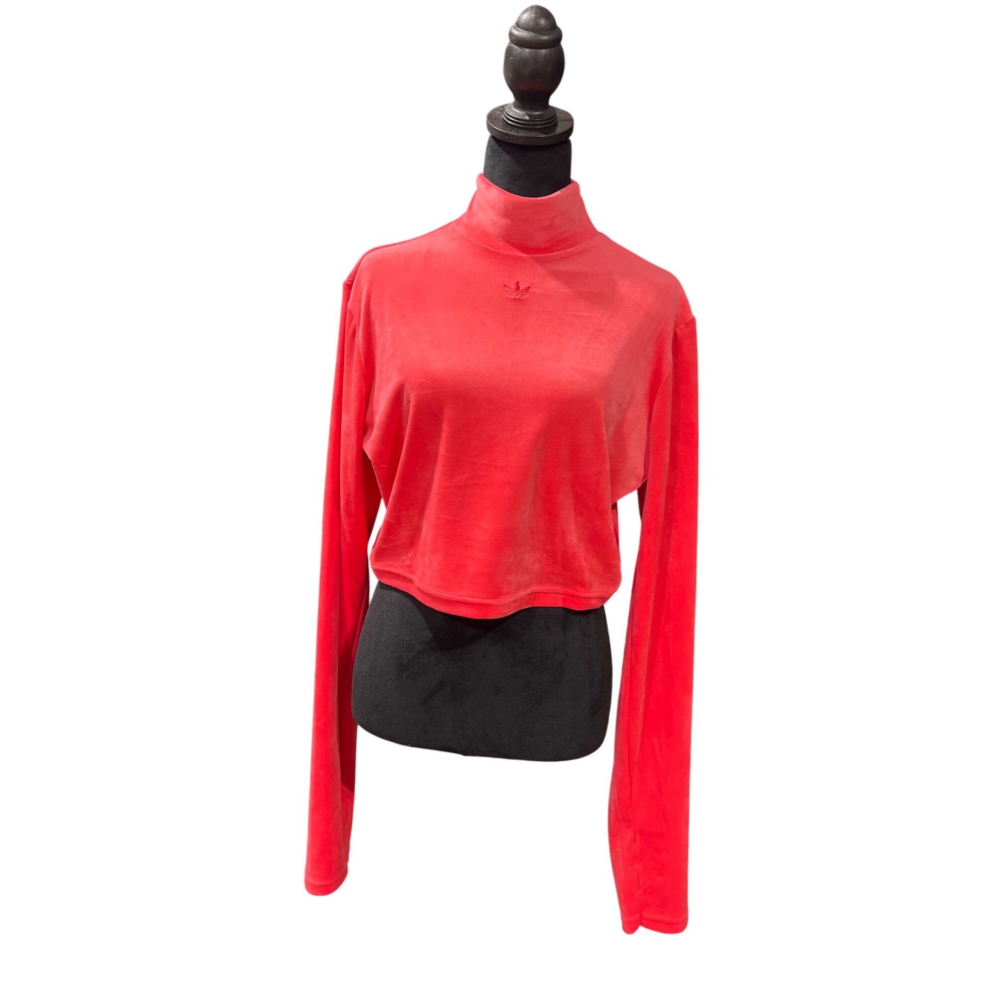 Adidas Adidas Women’s Pink Velour Long-Sleeve Cropped Top With High Size L / US 10 / IT 46 - 2 Thumbnail