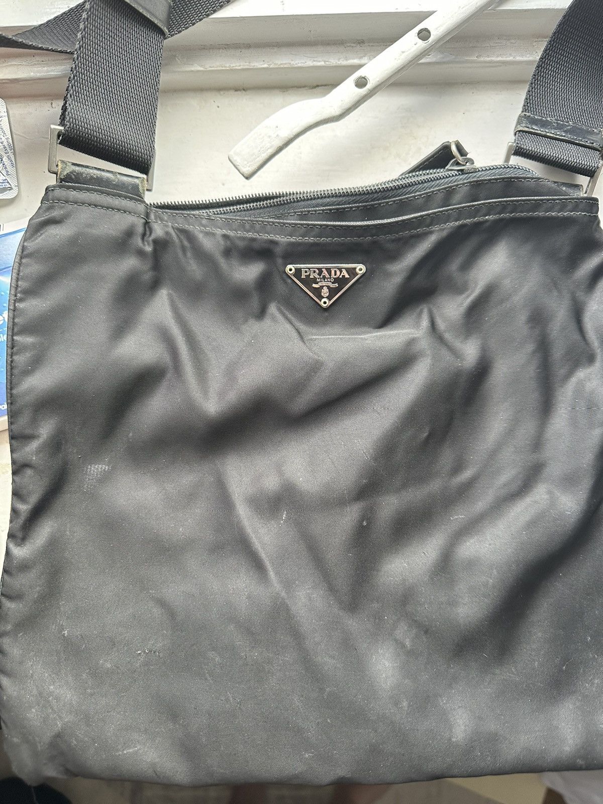 image of Vintage Prada Sidebag in Black, Men's
