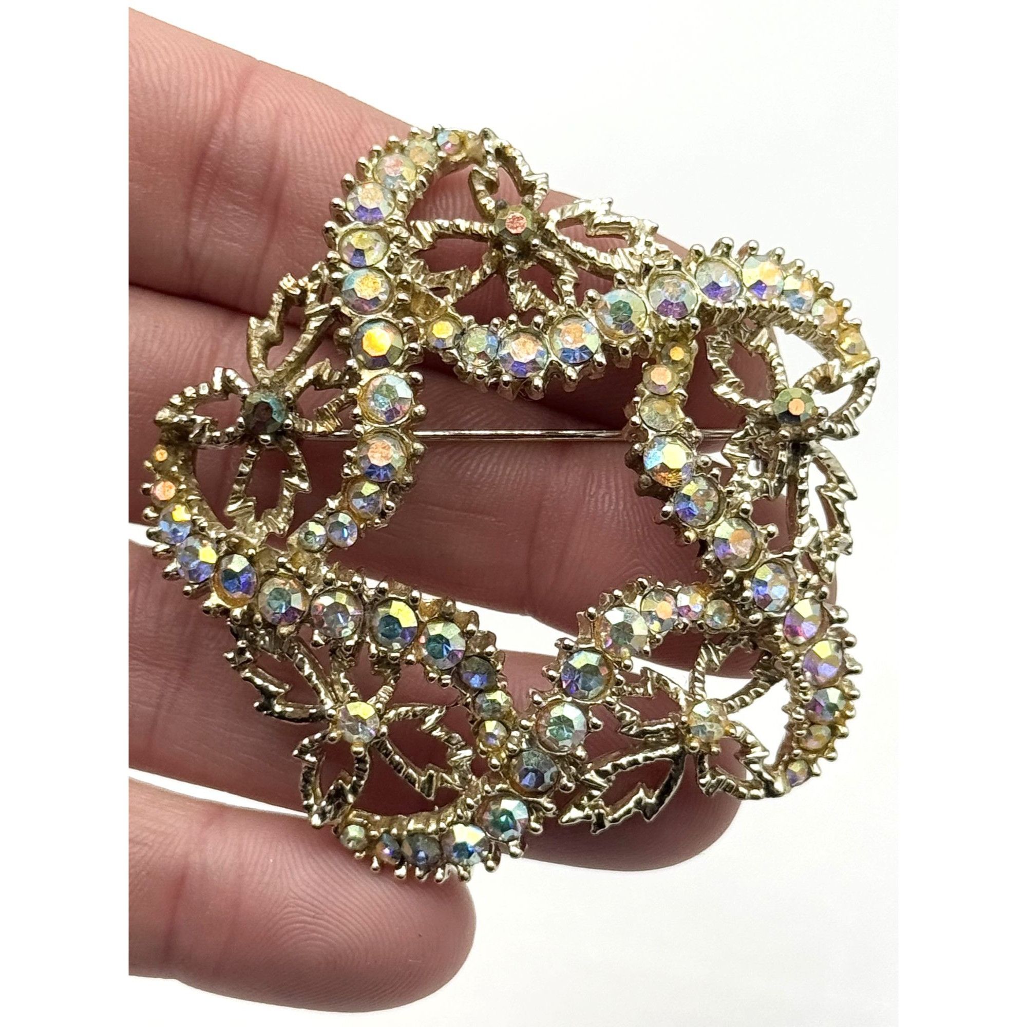 Vintage Vintage AB rhinestone floral brooch pin Size ONE SIZE - 2 Thumbnail