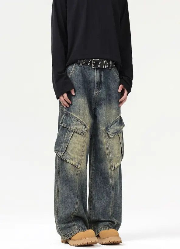 VIBE American street retro men's loose cargo baggy jeans Size US 32 / EU 48 - 2 Thumbnail