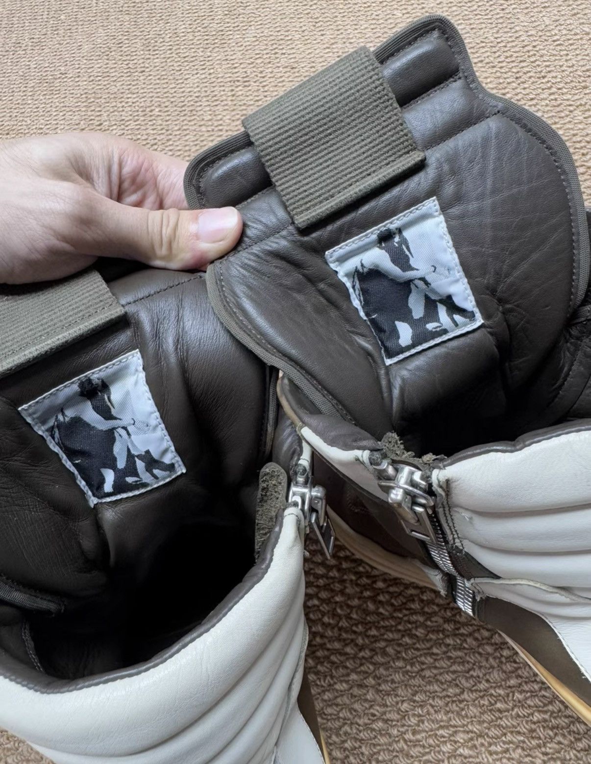 Rick Owens Rick Owens Geobasket, Mocha Brown & White K37 Size US 8.5 / EU 41-42 - 7 Thumbnail