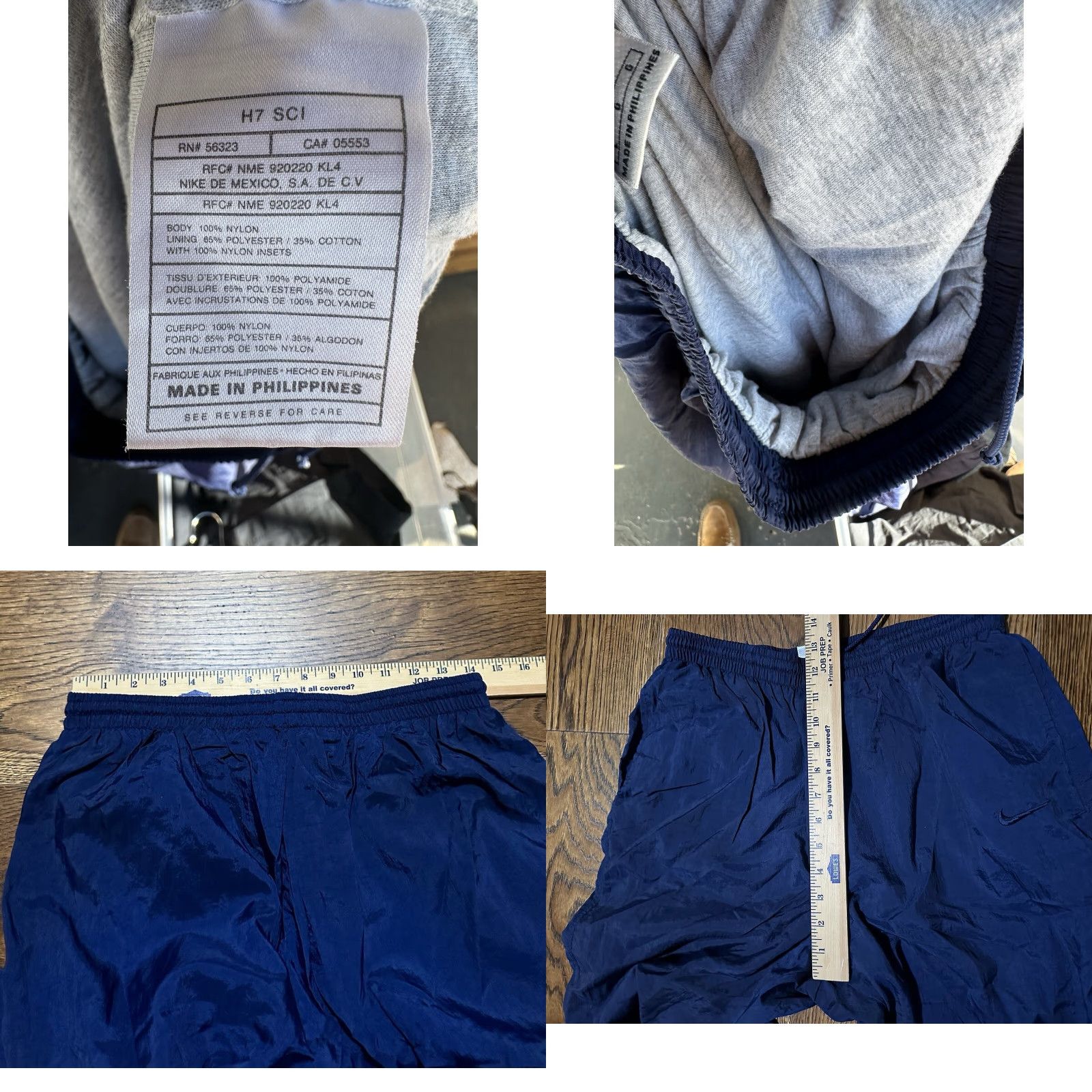 Nike VINTAGE Nike Track Pants Mens L Navy Lined Joggers Tapered Nylon Windbreaker 90s Mens Size US 33 - 8 Thumbnail