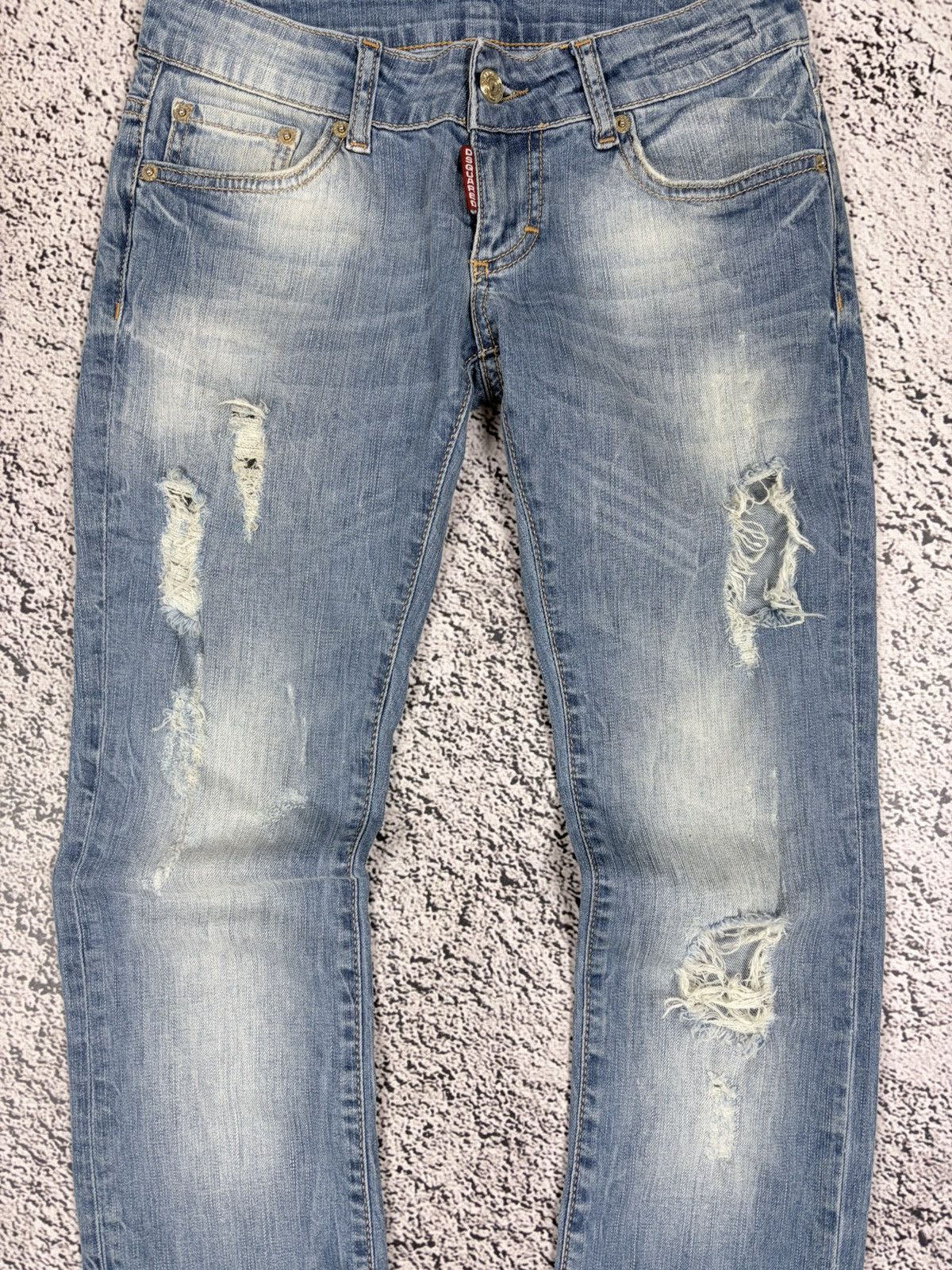 Dsquared2 Dsquared2 Distressed Slim Low Rise Jeans Size 26 Size 26" / US 2 / IT 38 - 3 Thumbnail