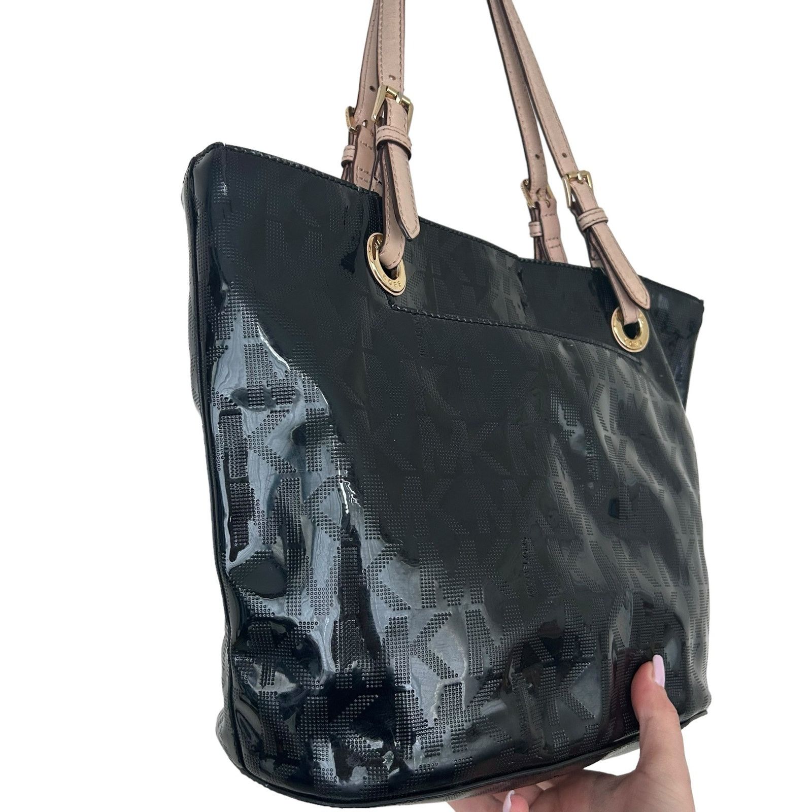 Michael Kors Michael Kors Black Jet Set Patent Leather Tote Shoulder Bag Size ONE SIZE - 7 Thumbnail