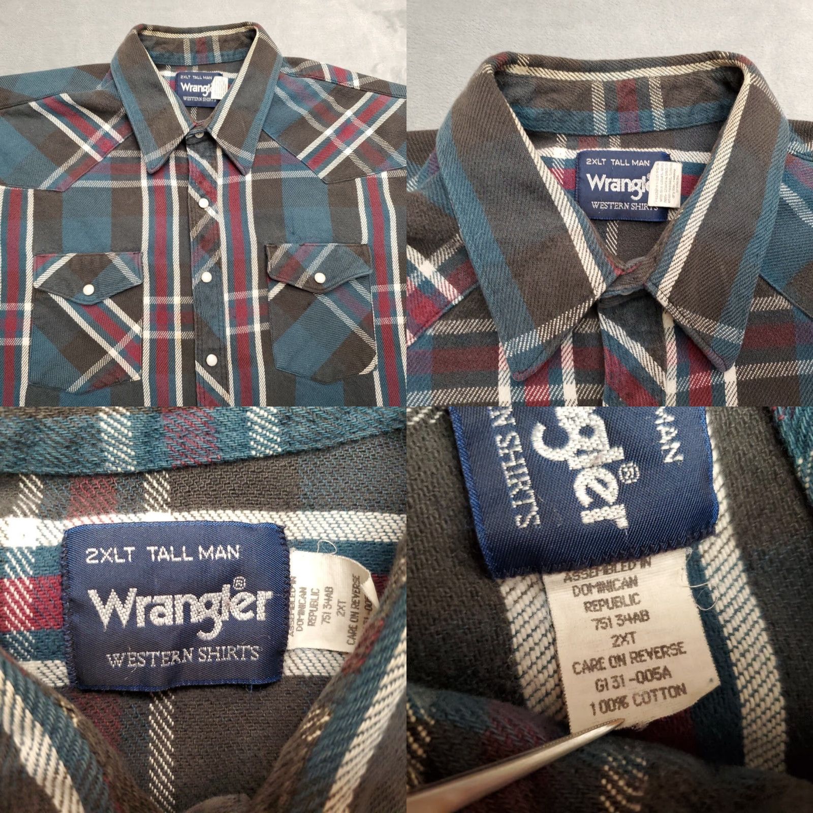 Wrangler VINTAGE Wrangler Shirt Mens XXL Tall Blue Plaid Flannel Pearl Snap Western Cowboy Work Size US XL / EU 56 / 4 - 8 Thumbnail