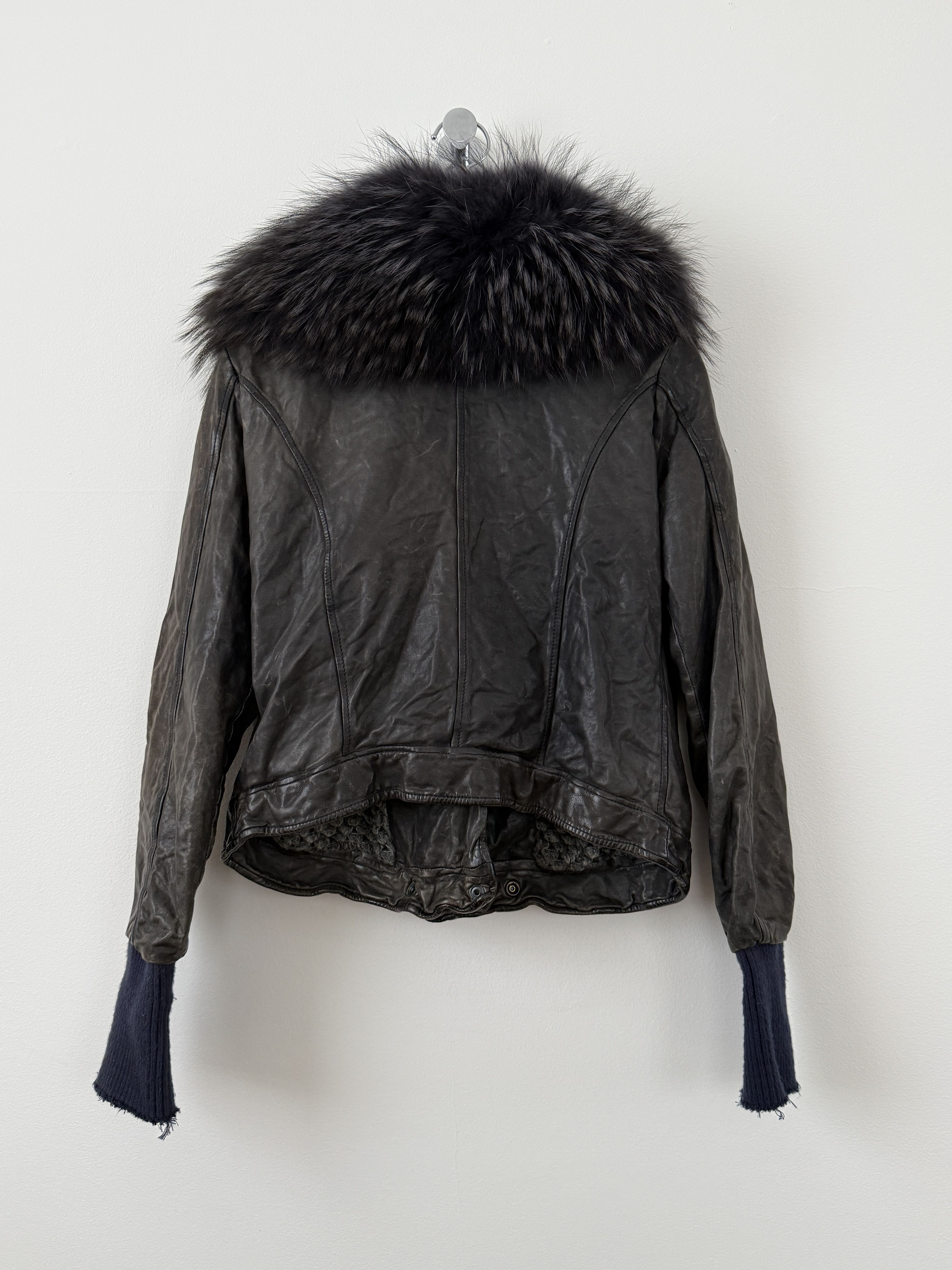 Giorgio Brato Zip Up Leather Jacket with Fur Size L / US 10 / IT 46 - 3 Thumbnail