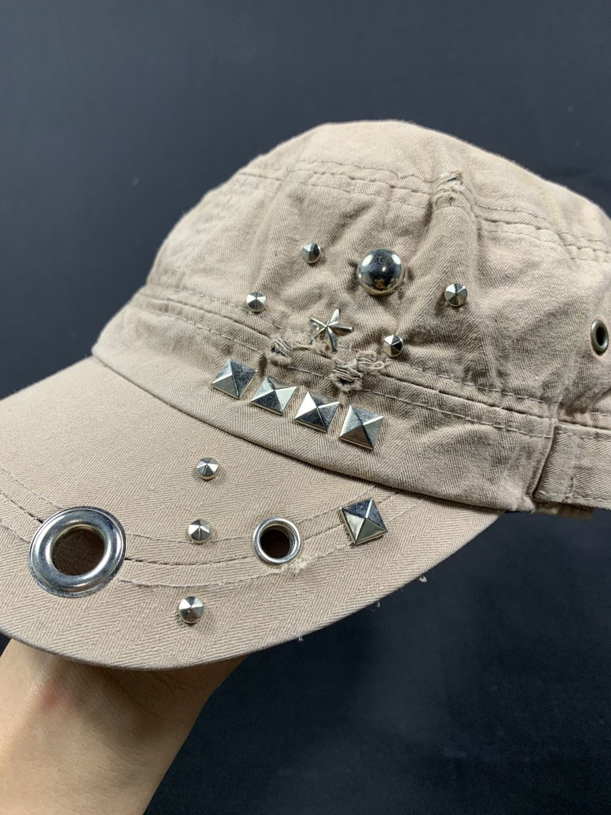 14th Addiction Gothic Studded Crazy Cadet Hats Distressed Size ONE SIZE - 2 Thumbnail