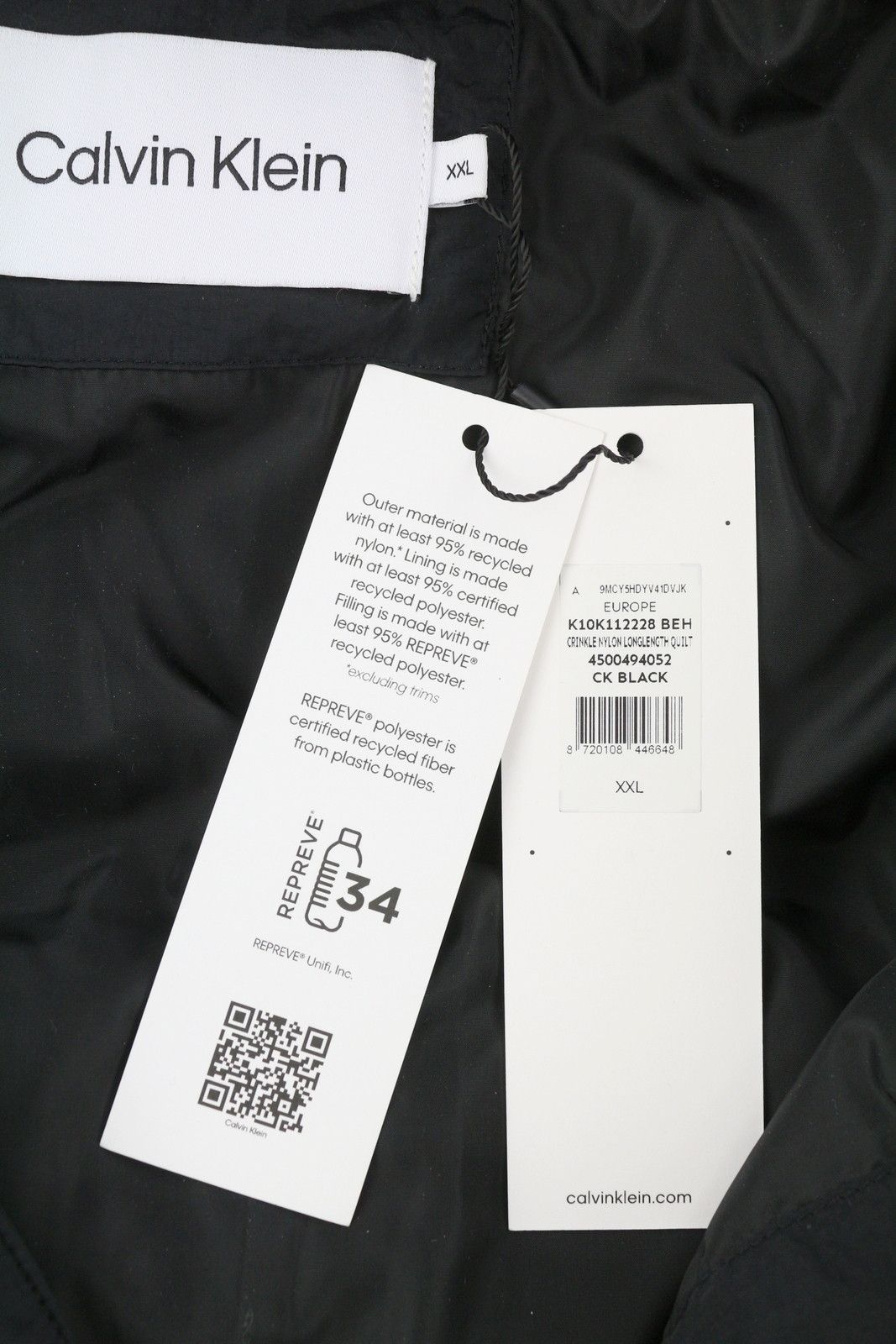Calvin Klein CRINKLE NYLON LONG LENGTH QUILT 2XL Black Jacket 86399 Size US XXL / EU 58 / 5 - 9 Thumbnail