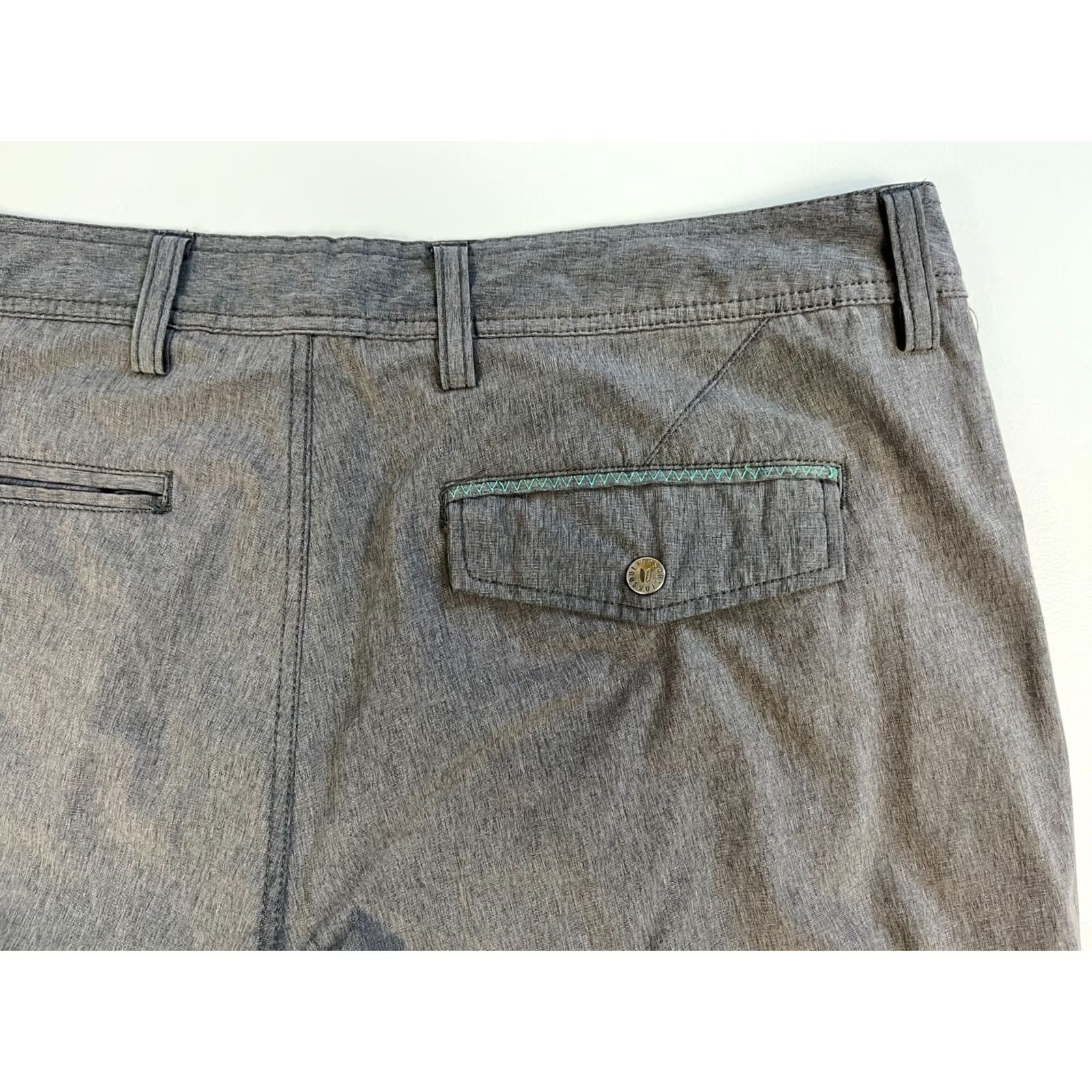 Vintage Linksoul Men's Boardwalker Shorts 38" Waist 10" Inseam Gray Polyester Blend Flat Front Belt Loops Chino Casual Breathable Pockets 10" Inseam Mens Size US 38 / EU 54 - 7 Thumbnail