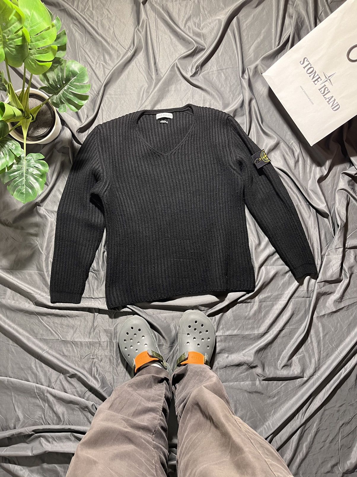 ASOS DESIGN - Pantalon habillé ample en laine mélangée à chevrons