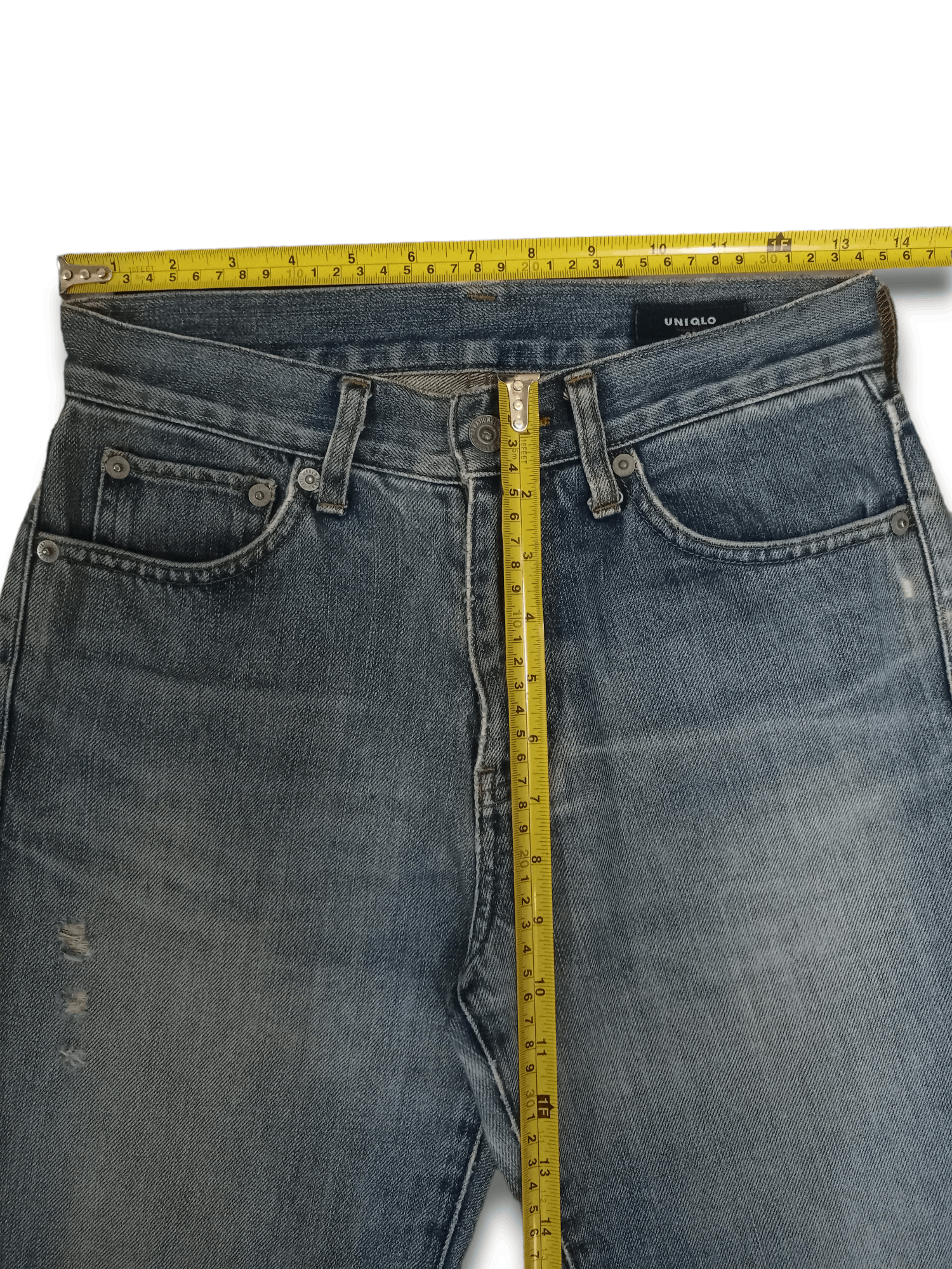 Japanese Brand × Uniqlo Vintage Japanese Uniqlo Blue Wash Distressed Jeans 27x28 Size US 27 - 8 Thumbnail