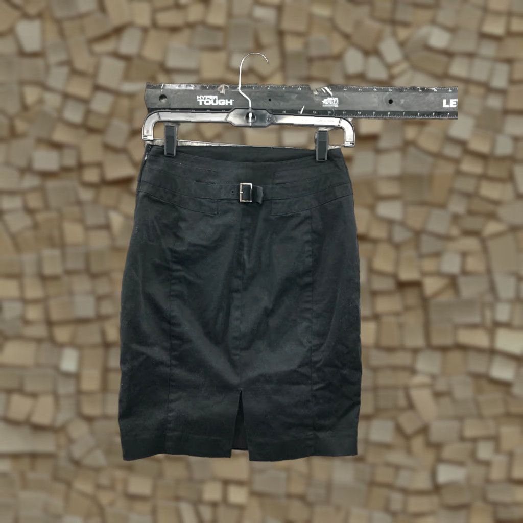 Express Express Womens Skirt Pencil Knee Length Black Slit Belt Buckle Fastener 0 Size Regular Cotton Polyester Spandex Denim Solid Blue!!! Size 25" / US 0 / IT 36 - 1 Thumbnail