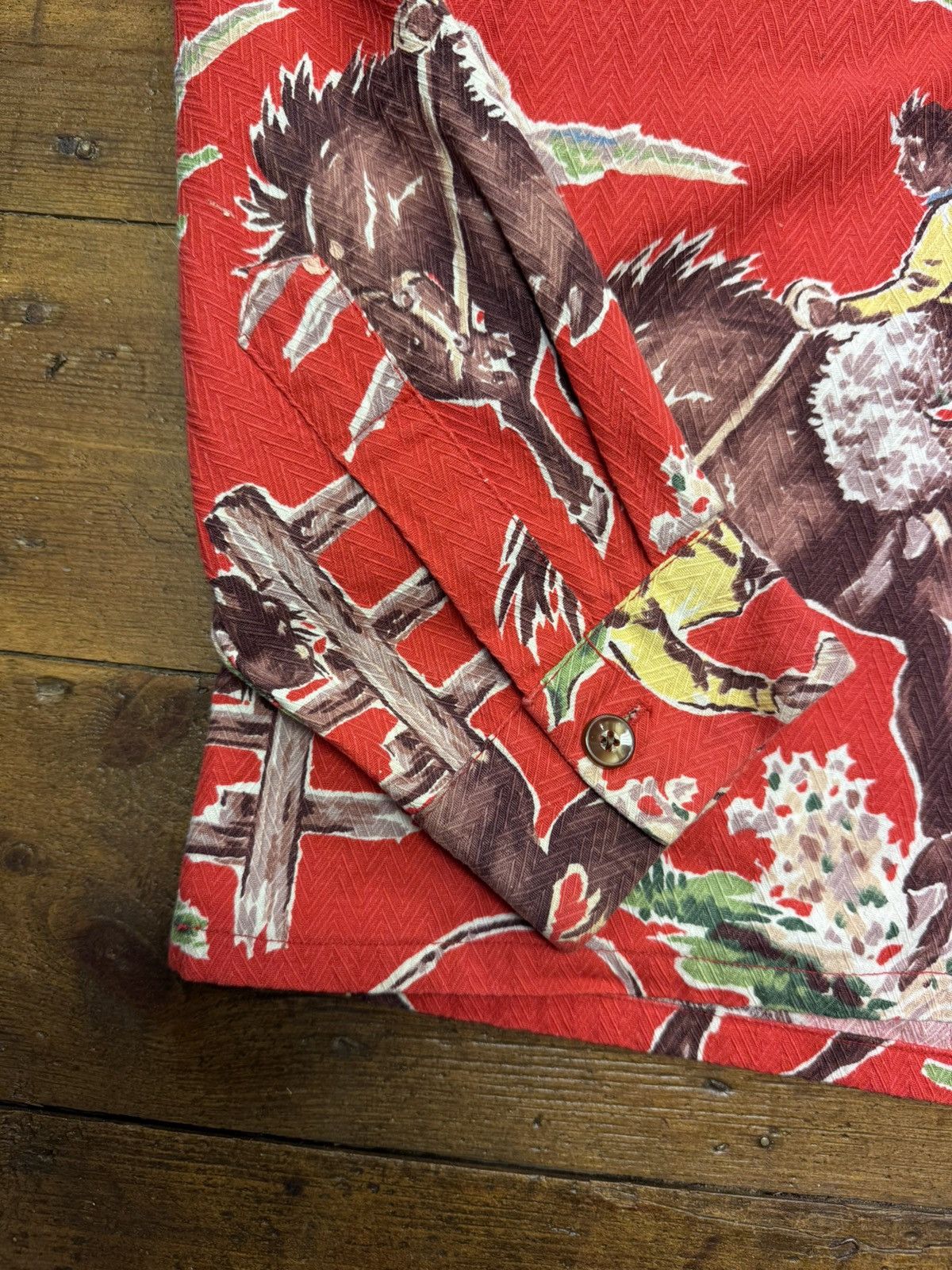 Vintage 1940s Del Mar California Western Cowboy Barkcloth Shirt Size US L / EU 52-54 / 3 - 4 Thumbnail