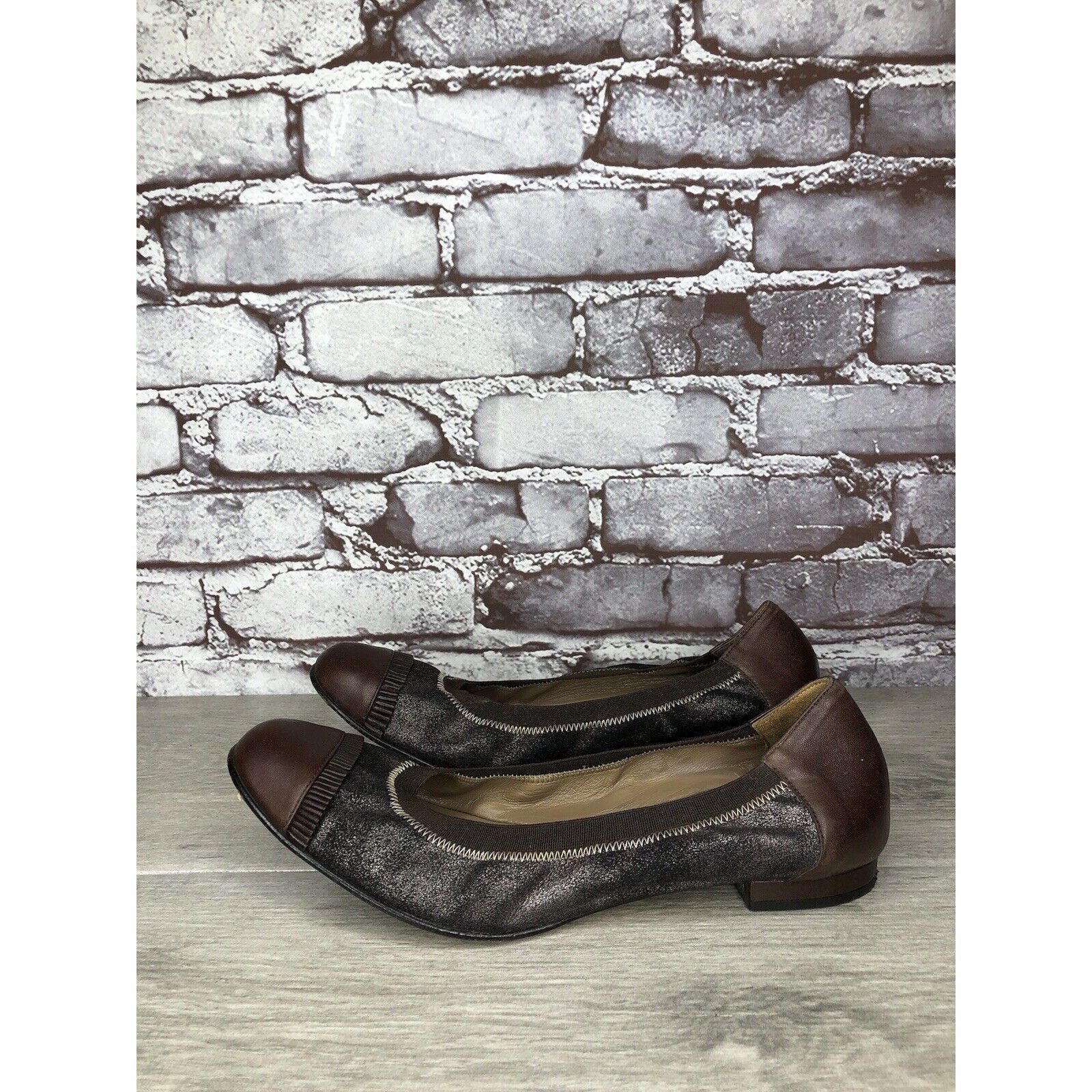 Other Anyi Lu Cate Brown Metallic Flecked Suede Leather Cap Toe Ba Size US 10 / IT 40 - 23 Thumbnail