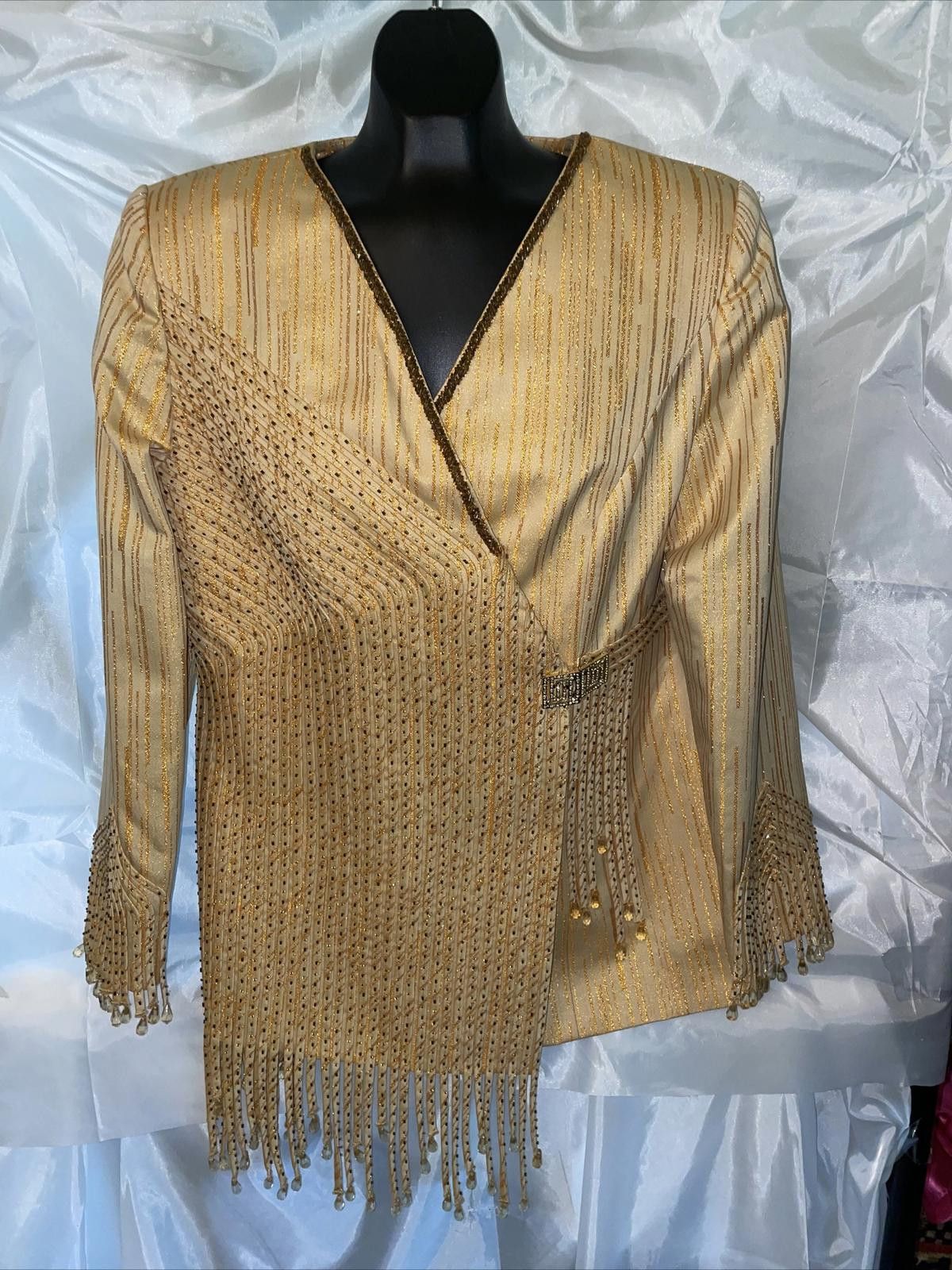 Other Donna Vinci Gold Beaded Embroidered Blazer Jacket Sz 6 Size M / US 6-8 / IT 42-44 - 8 Thumbnail