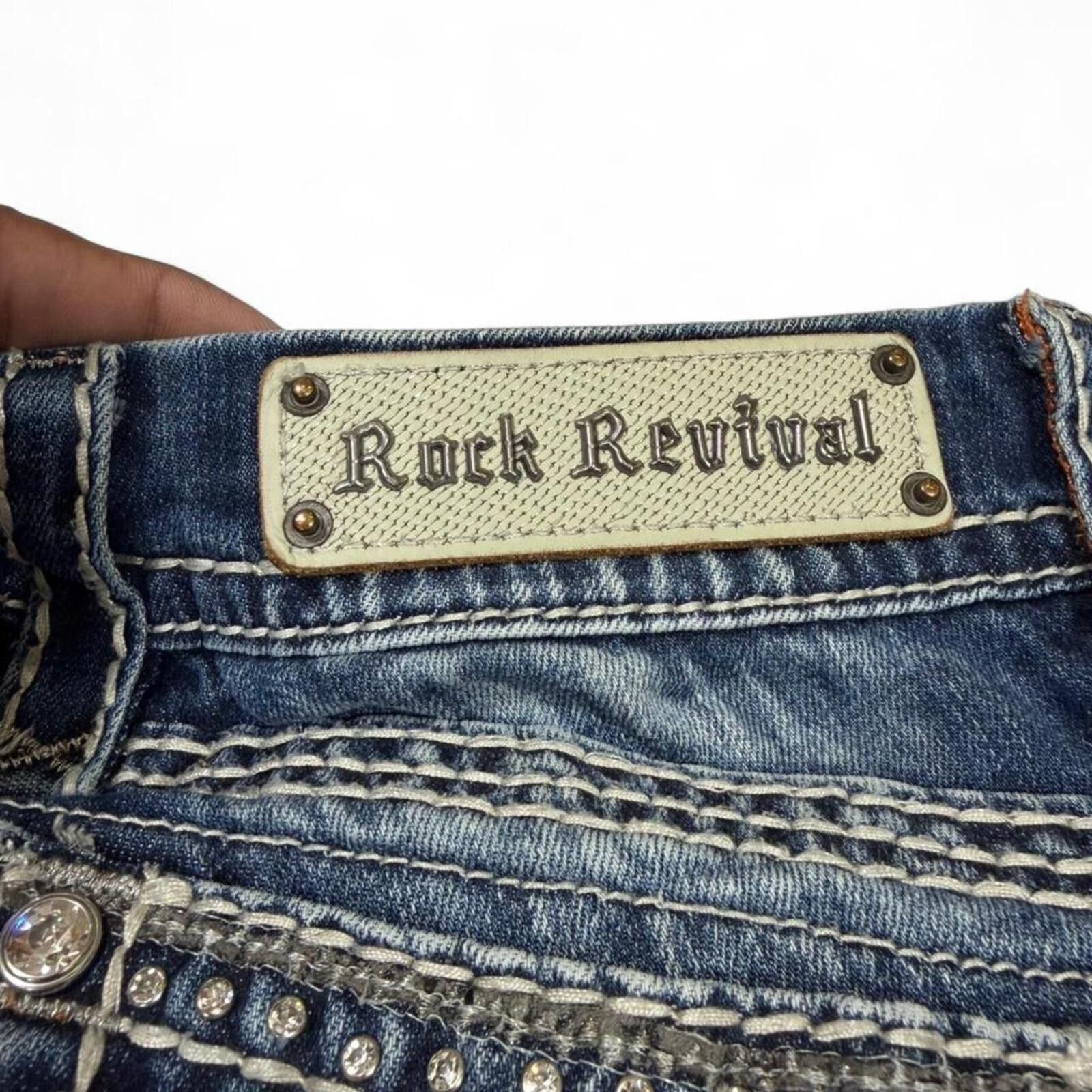 Rock Revival Rock Revival slim fit jeans with rhinestone embellishments Size 29" - 4 Thumbnail