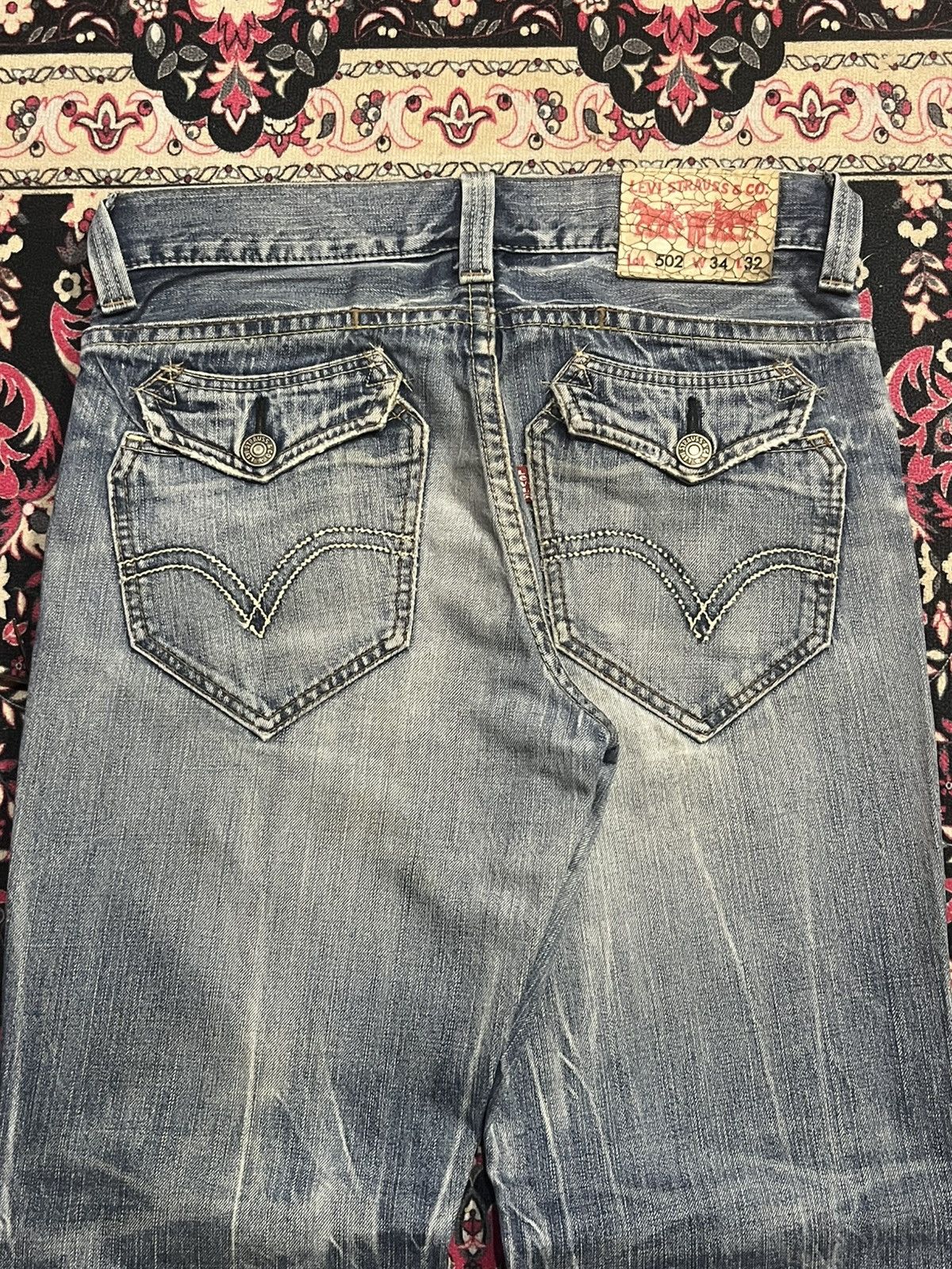 Levi's ⚡️Loose Fit⚡️Vintage Levi’s 502 Blue Faded Washed Smokey Jeans Size US 34 / EU 50 - 7 Thumbnail