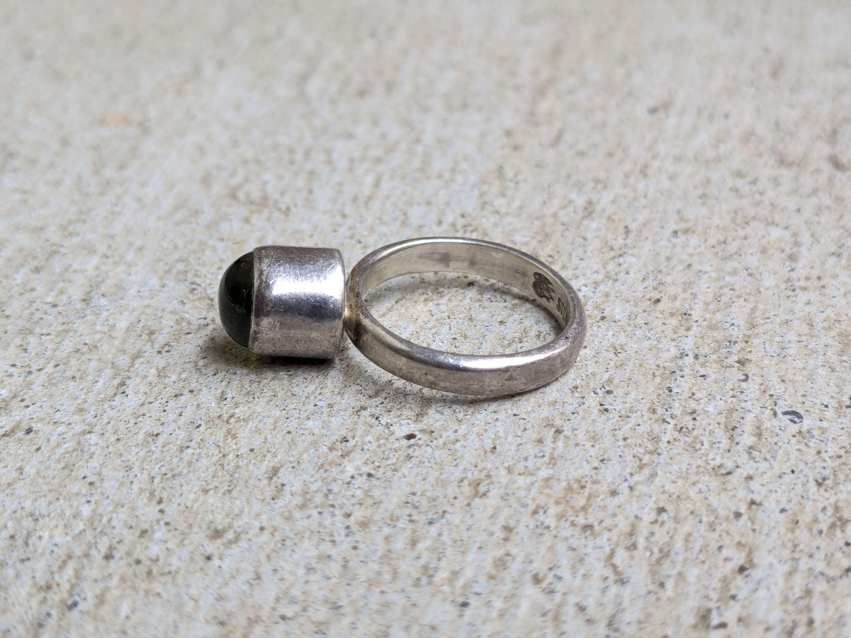 Other Vintage Sterling Silver Ring Green Peridot 6 Modern Abstract Size ONE SIZE - 5 Thumbnail